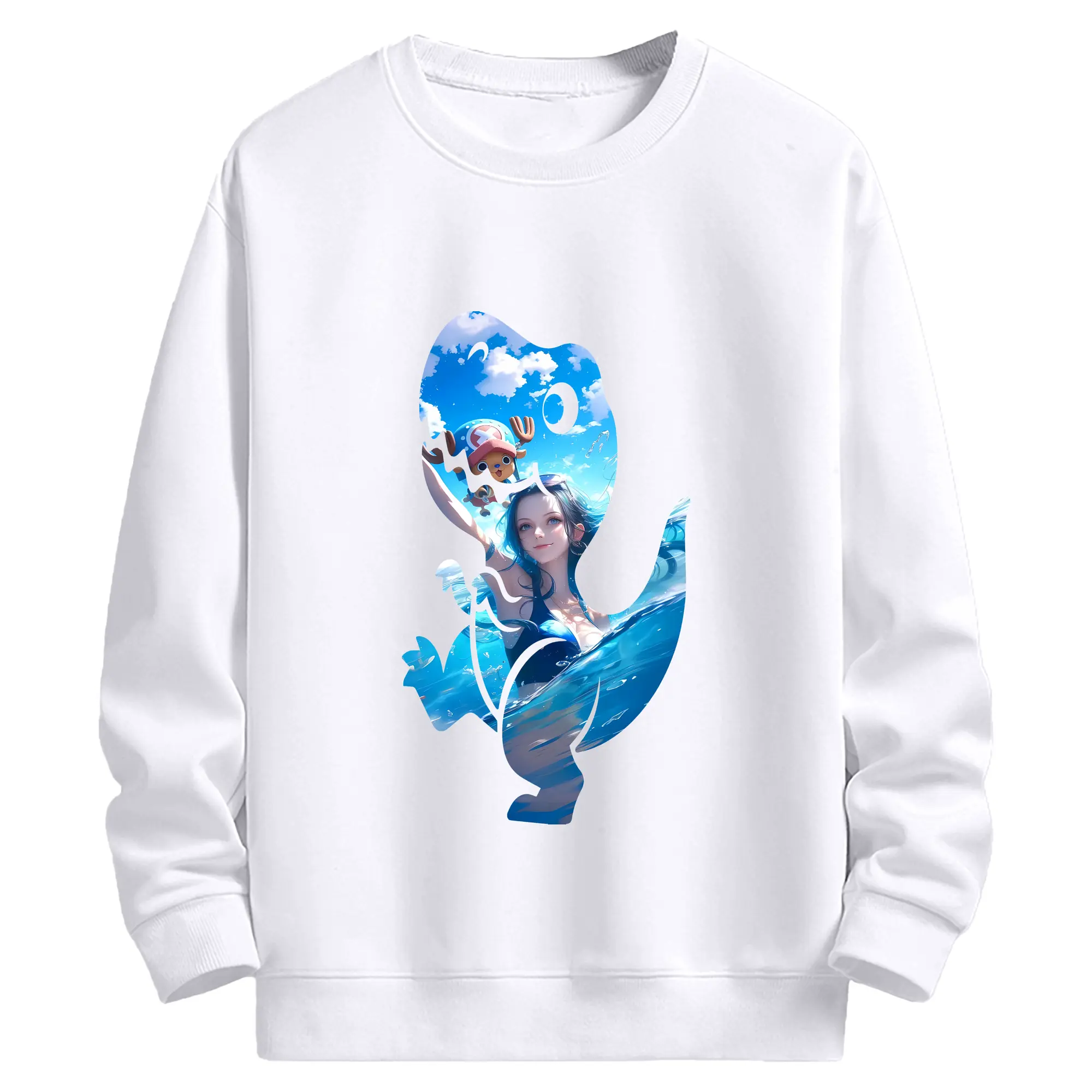 ワンピース グッズ ニコ・ロビン - 高品質 クルーネック スウェット ・ コットン59％ ポリエステル41％ ・ ユニセックス 長袖 トレーナー ・ カジュアル デイリー スポーツ 散歩用