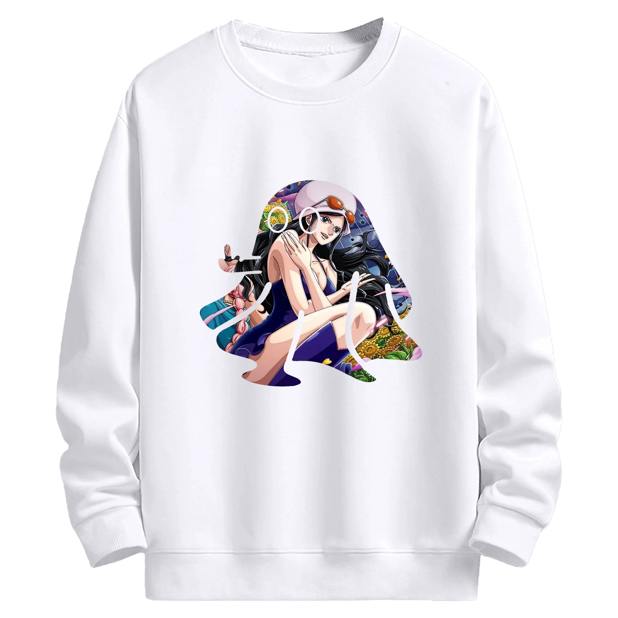 ワンピース グッズ ニコ・ロビン - 高品質 クルーネック スウェット ・ コットン59％ ポリエステル41％ ・ ユニセックス 長袖 トレーナー ・ カジュアル デイリー スポーツ 散歩用