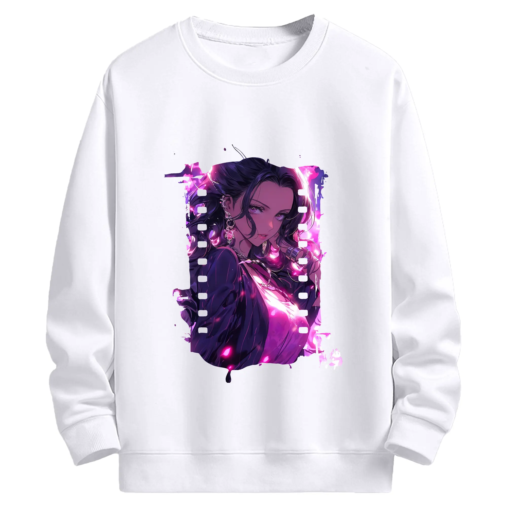 ワンピース グッズ ニコ・ロビン - 高品質 クルーネック スウェット ・ コットン59％ ポリエステル41％ ・ ユニセックス 長袖 トレーナー ・ カジュアル デイリー スポーツ 散歩用