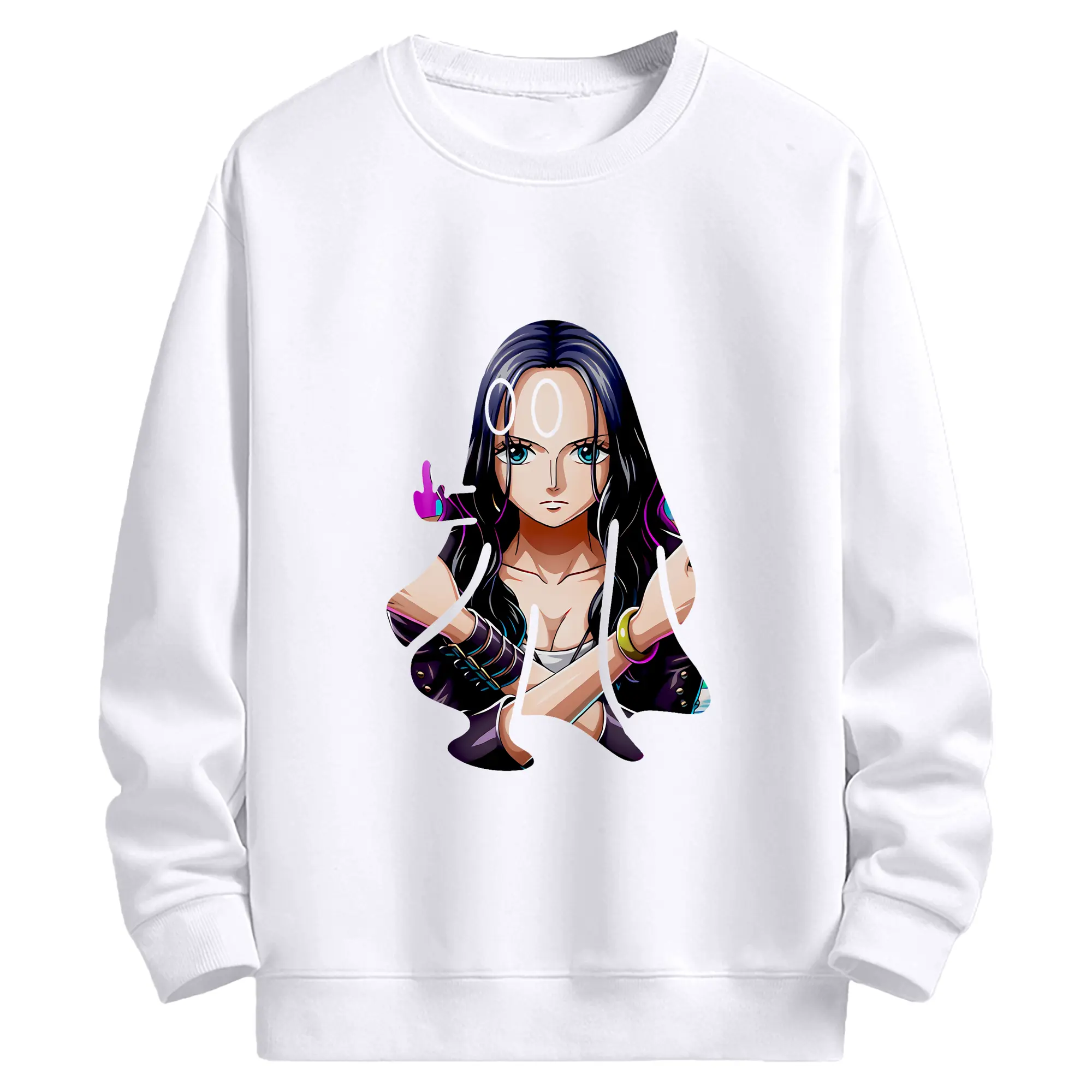 ワンピース グッズ ニコ・ロビン - 高品質 クルーネック スウェット ・ コットン59％ ポリエステル41％ ・ ユニセックス 長袖 トレーナー ・ カジュアル デイリー スポーツ 散歩用