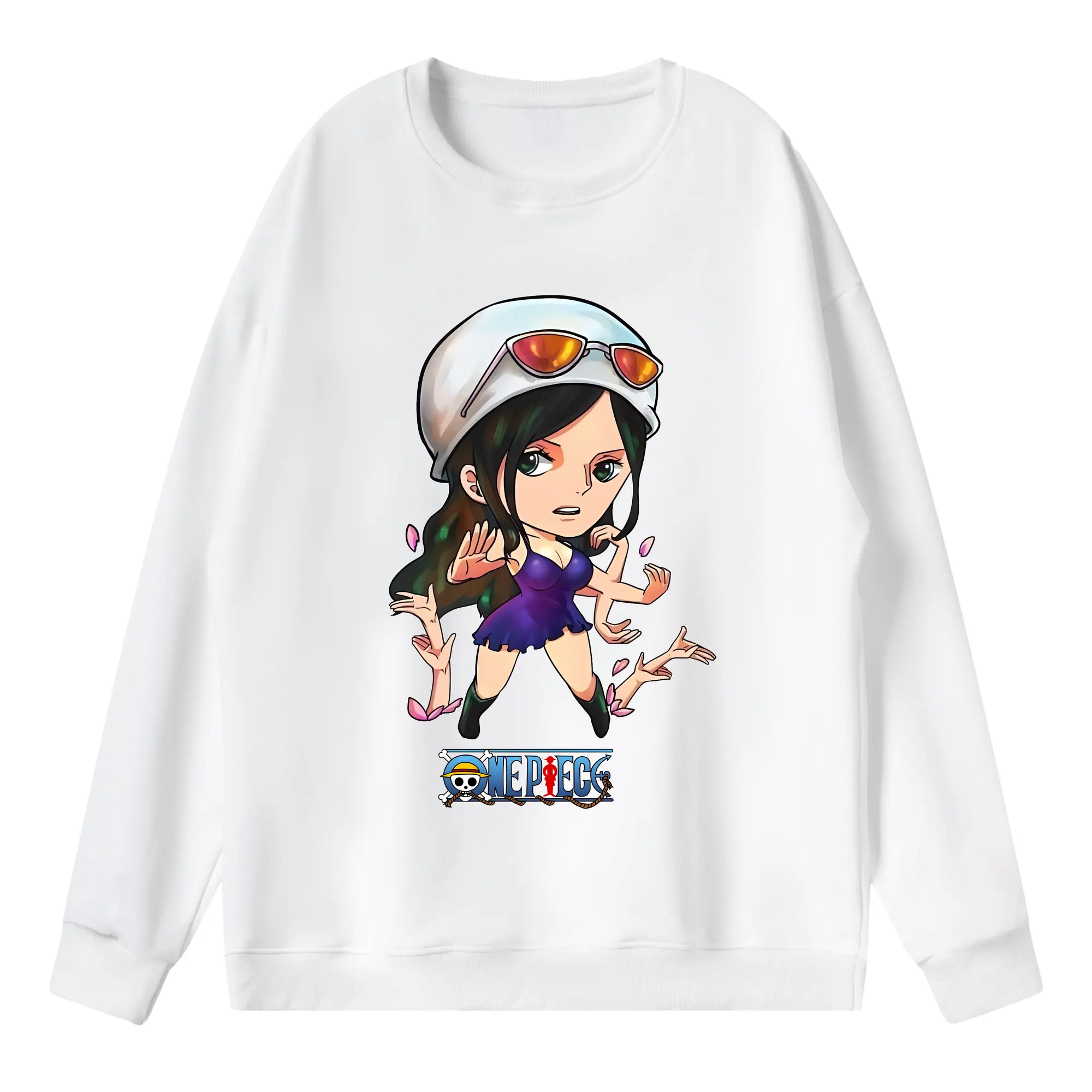 ワンピース グッズ ニコ・ロビン - 薄手 クルーネック スウェット 裏毛260g · ポリエステル 春秋向け カジュアル 男女兼用 · トレーナー デイリー スポーツ 散歩に最適