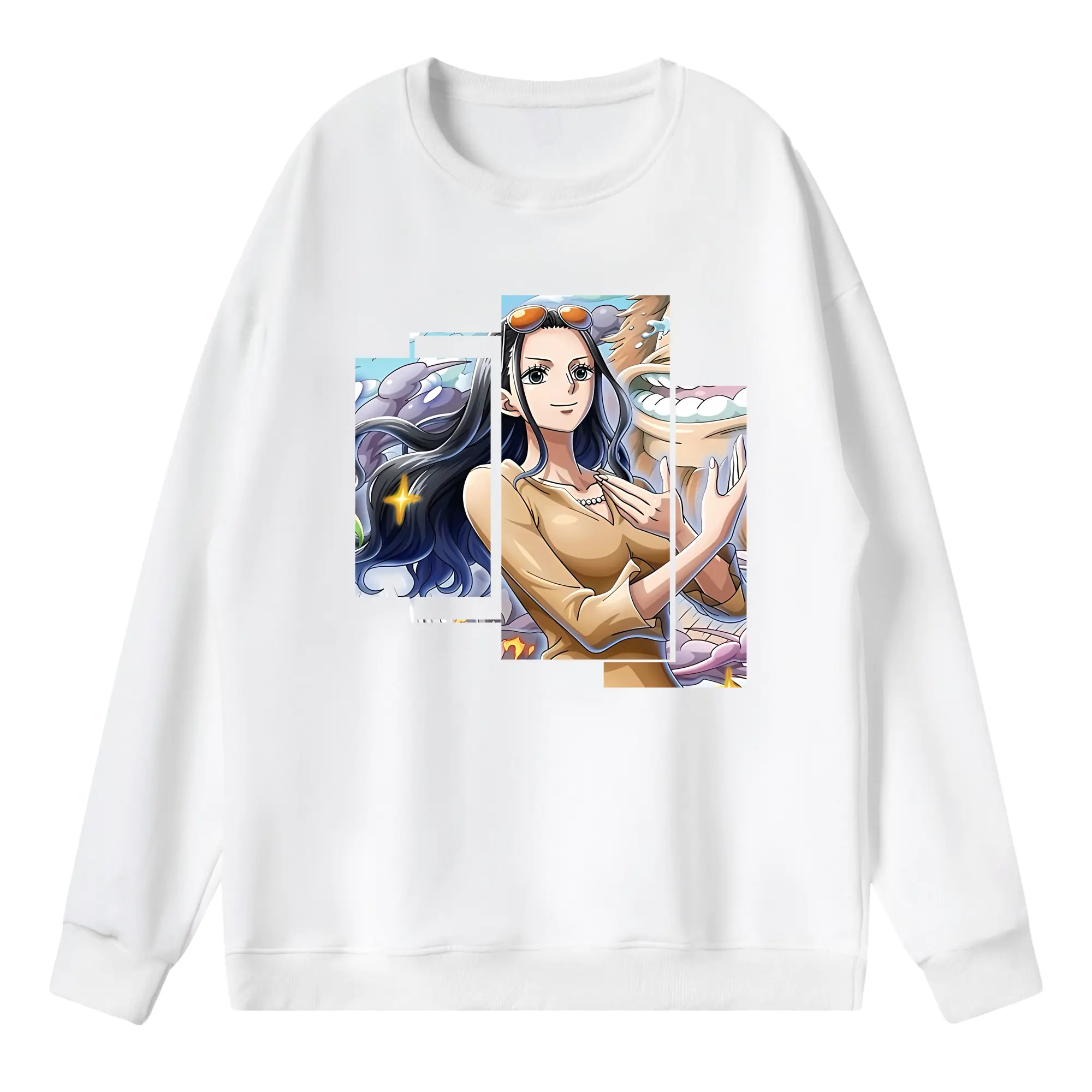 ワンピース グッズ ニコ・ロビン - 薄手 クルーネック スウェット 裏毛260g · ポリエステル 春秋向け カジュアル 男女兼用 · トレーナー デイリー スポーツ 散歩に最適