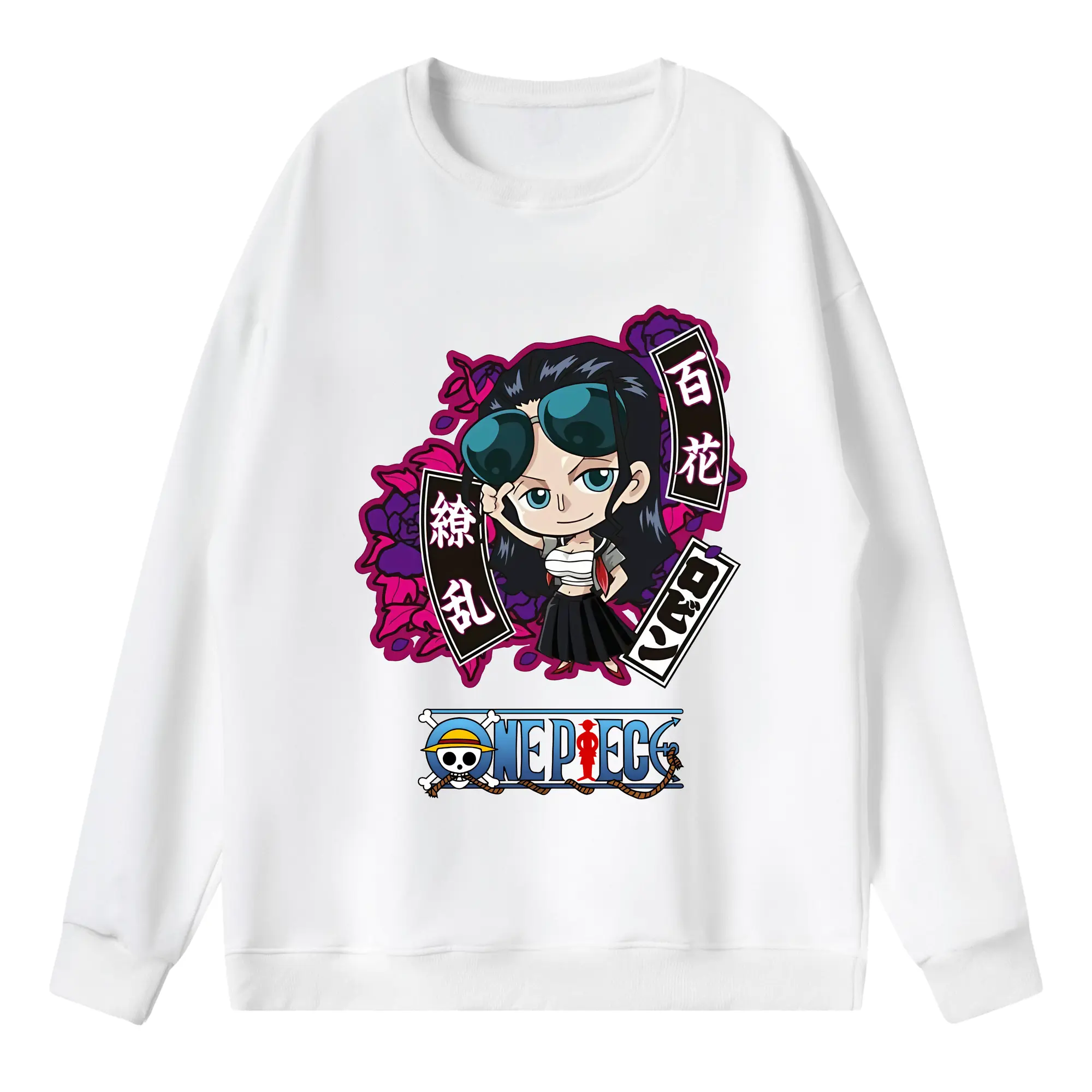 ワンピース グッズ ニコ・ロビン - 薄手 クルーネック スウェット 裏毛260g · ポリエステル 春秋向け カジュアル 男女兼用 · トレーナー デイリー スポーツ 散歩に最適