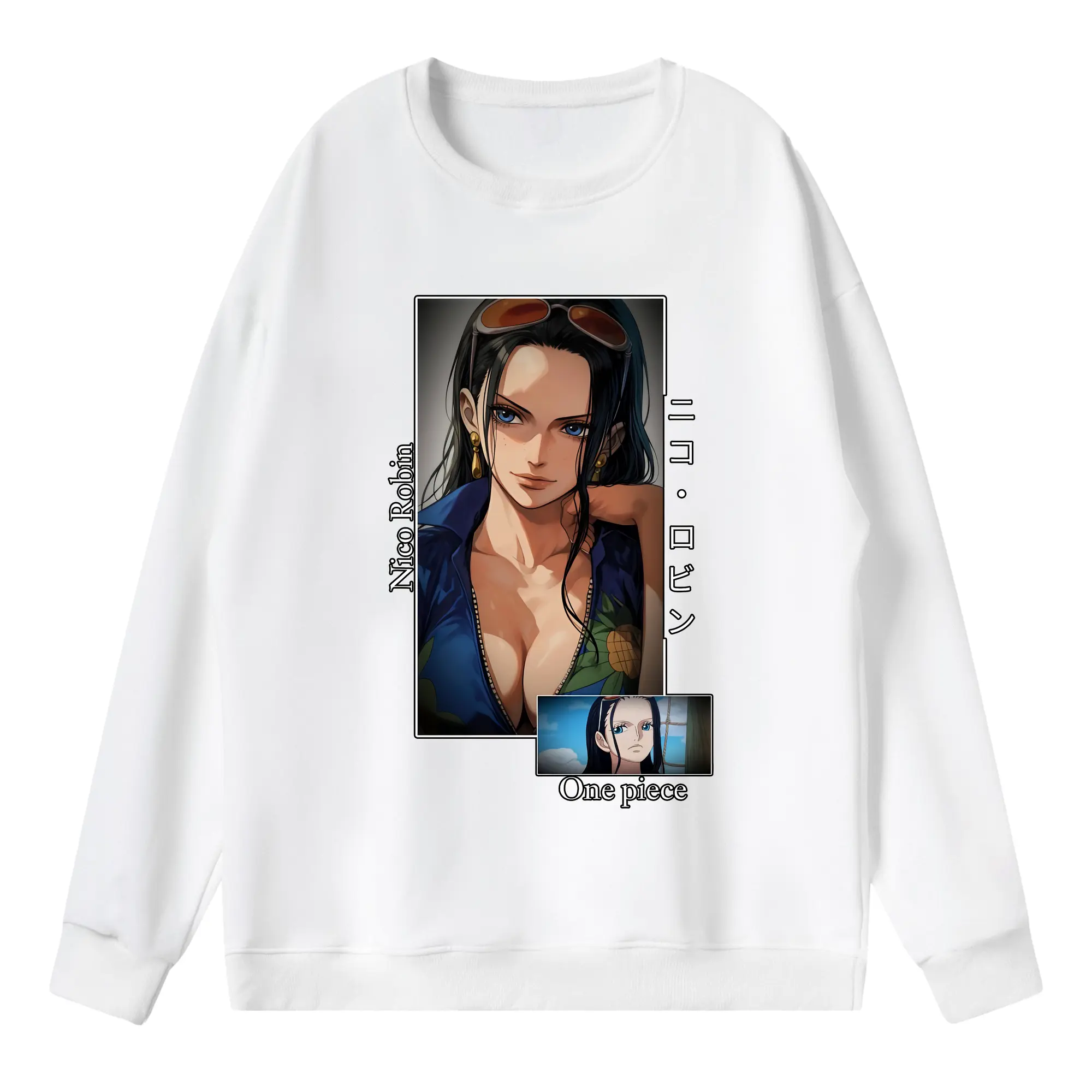 ワンピース グッズ ニコ・ロビン - 薄手 クルーネック スウェット 裏毛260g · ポリエステル 春秋向け カジュアル 男女兼用 · トレーナー デイリー スポーツ 散歩に最適