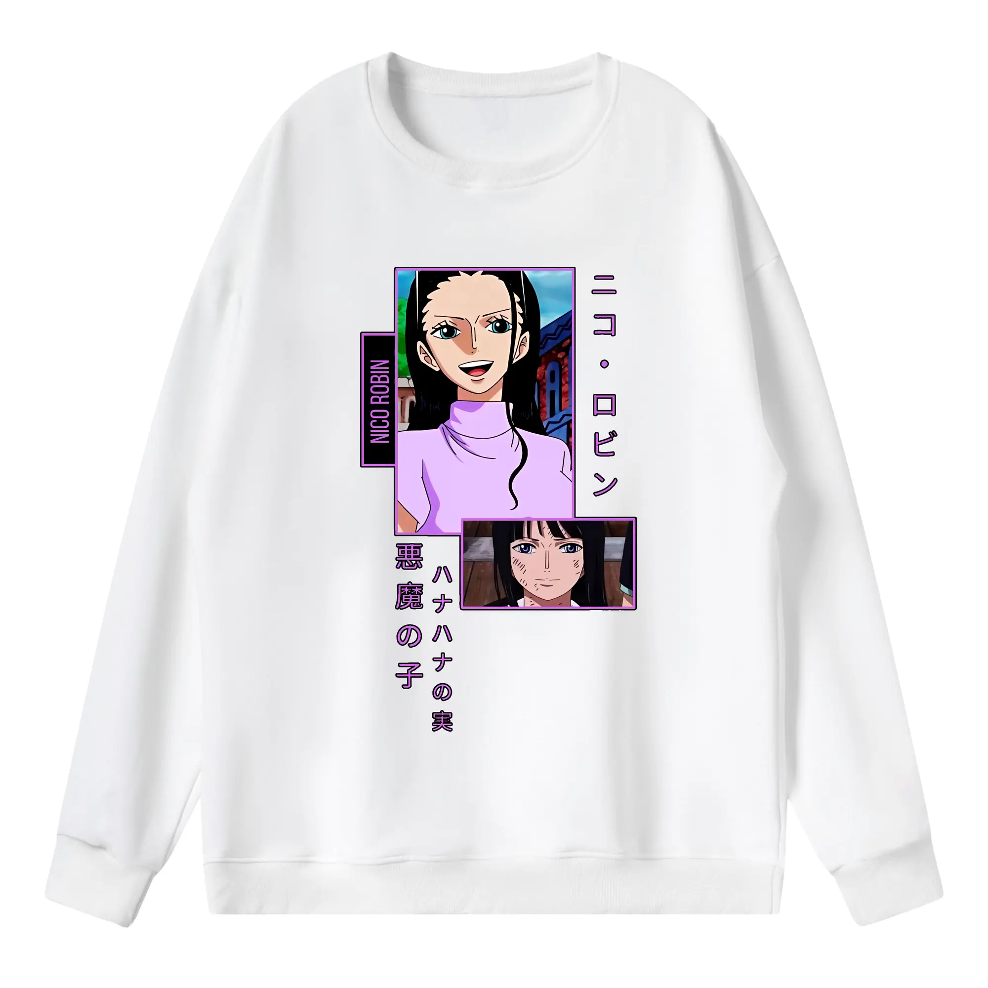 ワンピース グッズ ニコ・ロビン - 薄手 クルーネック スウェット 裏毛260g · ポリエステル 春秋向け カジュアル 男女兼用 · トレーナー デイリー スポーツ 散歩に最適