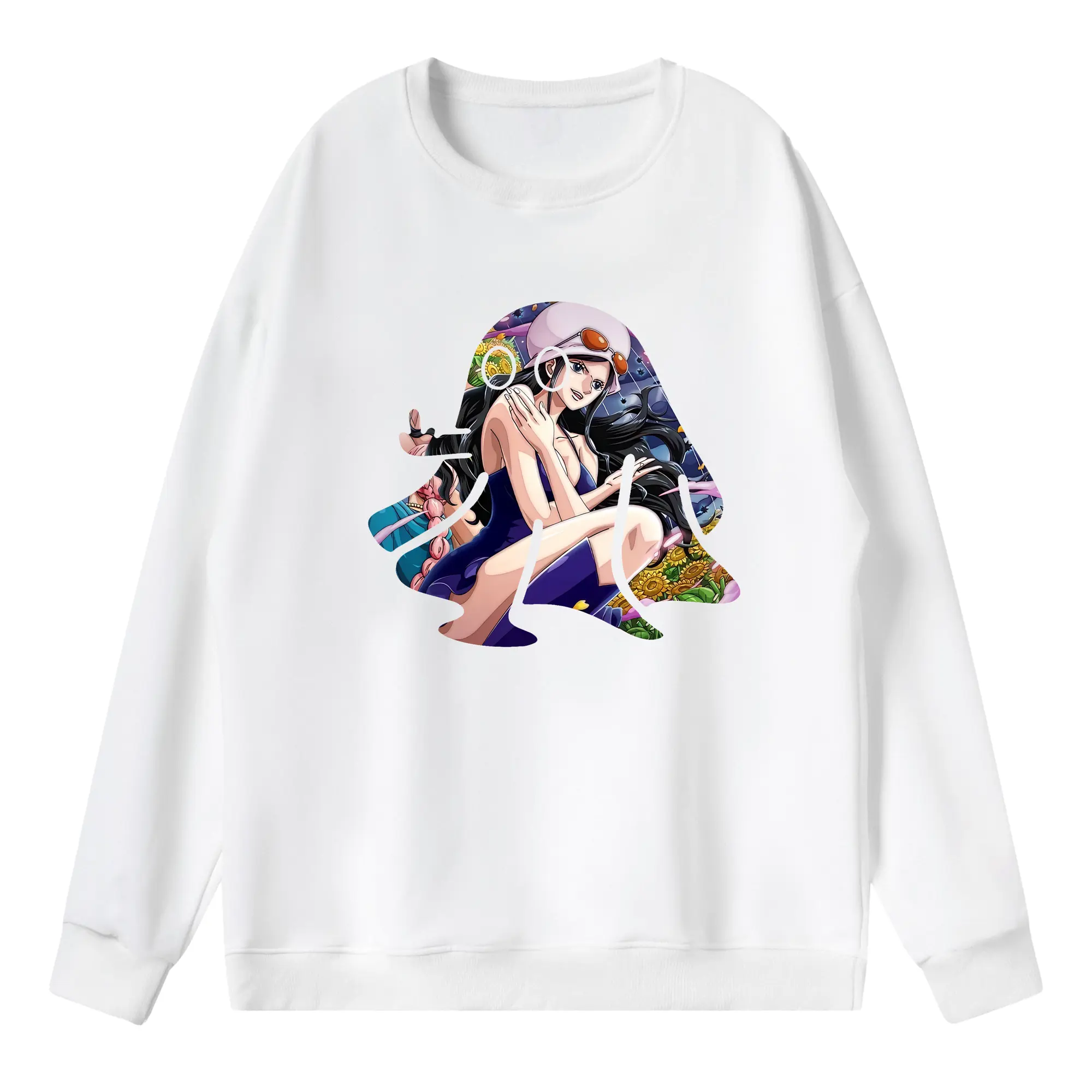 ワンピース グッズ ニコ・ロビン - 薄手 クルーネック スウェット 裏毛260g · ポリエステル 春秋向け カジュアル 男女兼用 · トレーナー デイリー スポーツ 散歩に最適