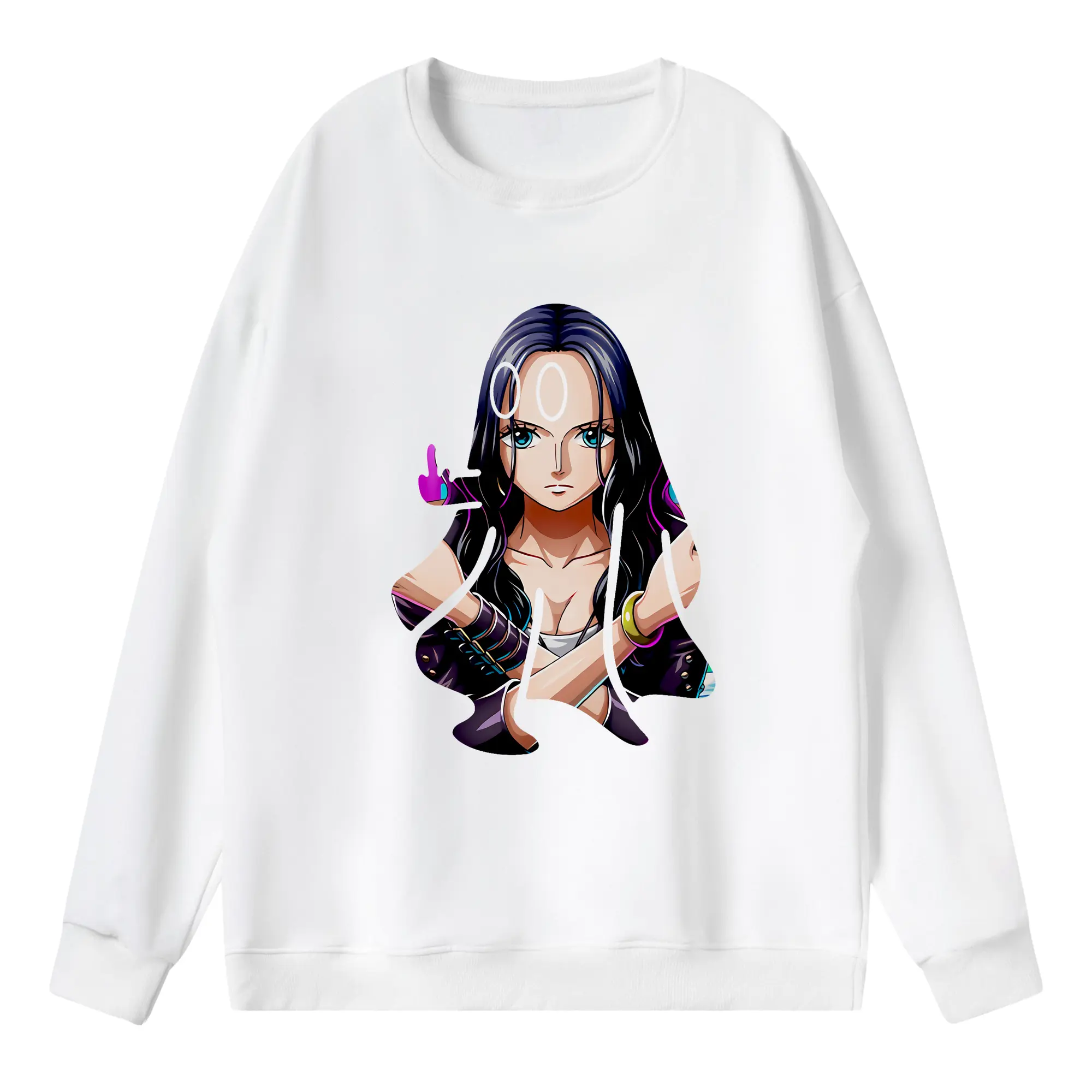 ワンピース グッズ ニコ・ロビン - 薄手 クルーネック スウェット 裏毛260g · ポリエステル 春秋向け カジュアル 男女兼用 · トレーナー デイリー スポーツ 散歩に最適