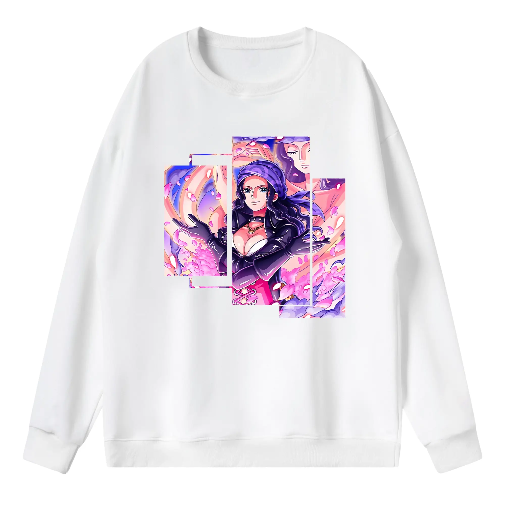 ワンピース グッズ ニコ・ロビン - 薄手 クルーネック スウェット 裏毛260g · ポリエステル 春秋向け カジュアル 男女兼用 · トレーナー デイリー スポーツ 散歩に最適