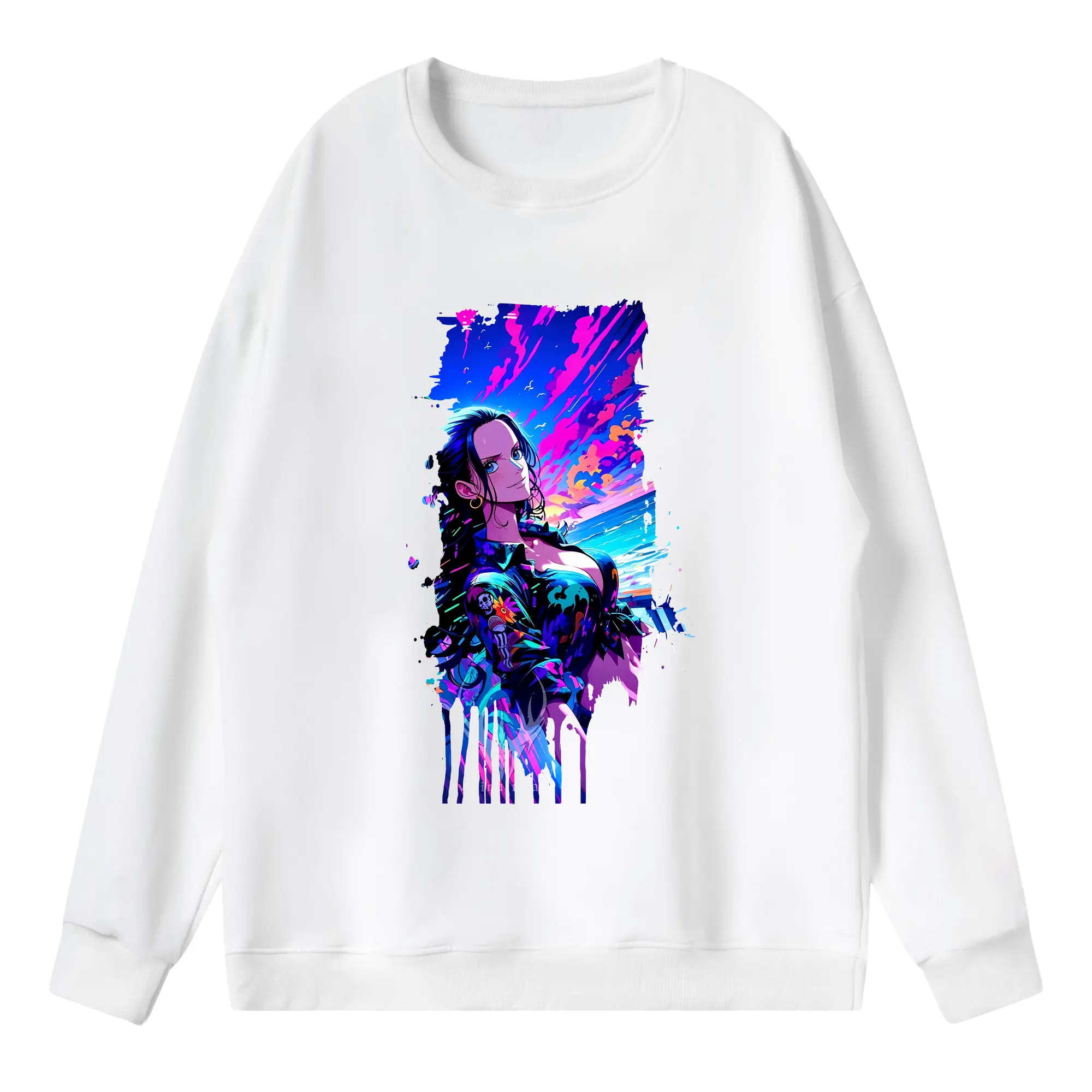 ワンピース グッズ ニコ・ロビン - 薄手 クルーネック スウェット 裏毛260g · ポリエステル 春秋向け カジュアル 男女兼用 · トレーナー デイリー スポーツ 散歩に最適