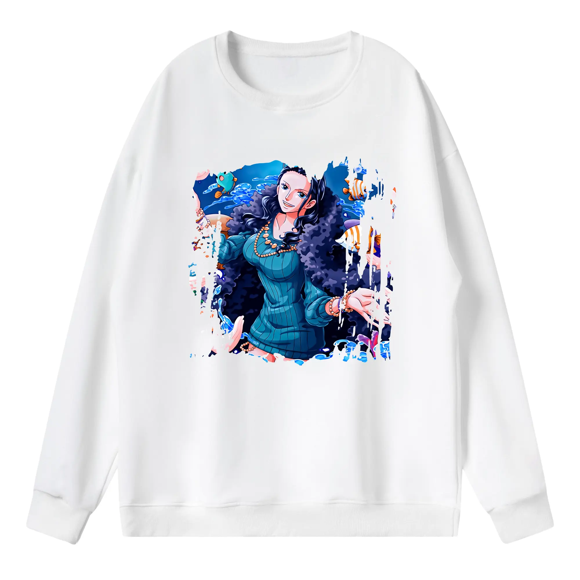 ワンピース グッズ ニコ・ロビン - 薄手 クルーネック スウェット 裏毛260g · ポリエステル 春秋向け カジュアル 男女兼用 · トレーナー デイリー スポーツ 散歩に最適