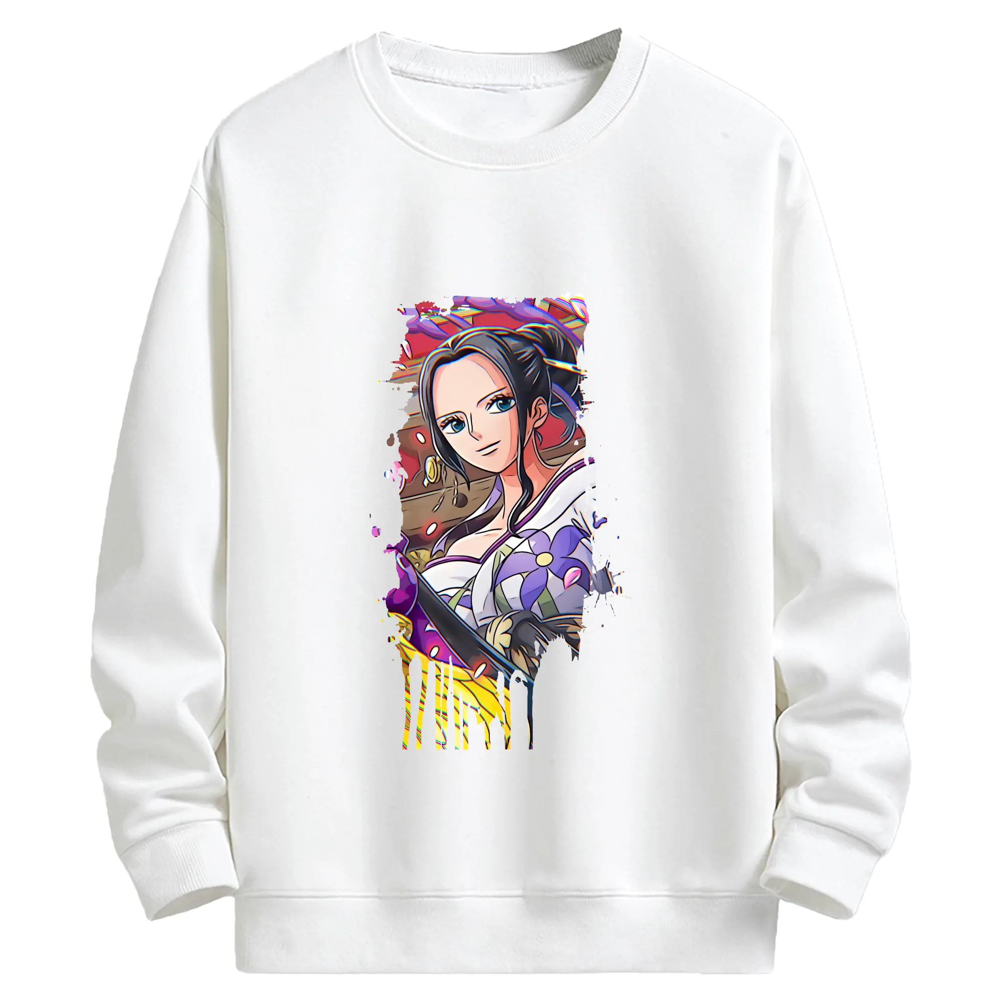 ワンピース グッズ ニコ・ロビン - キッズ クルーネックスウェットシャツ ・ フロントプリント ・ 綿80％ ポリエステル20％ ・ 快適 通学 スポーツ 日常使い お散歩用