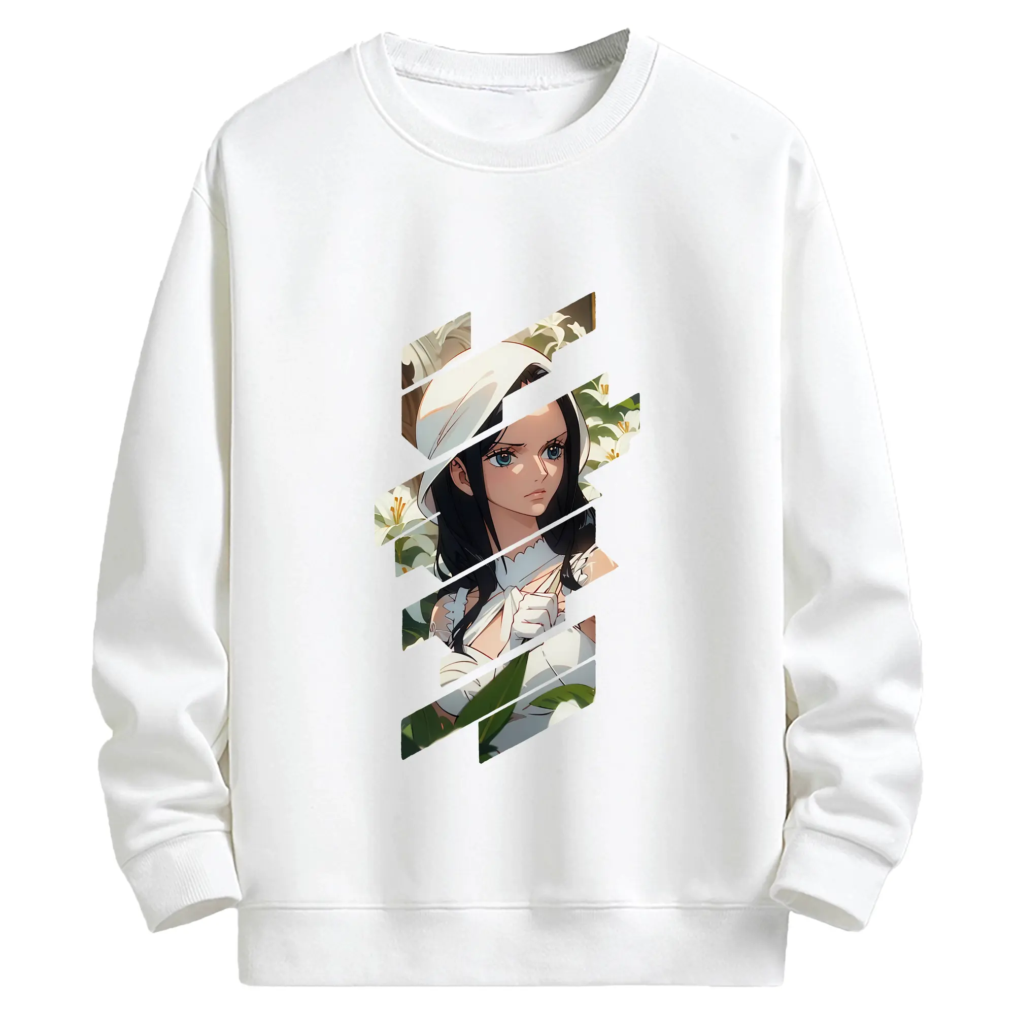 ワンピース グッズ ニコ・ロビン - キッズ クルーネックスウェットシャツ ・ フロントプリント ・ 綿80％ ポリエステル20％ ・ 快適 通学 スポーツ 日常使い お散歩用