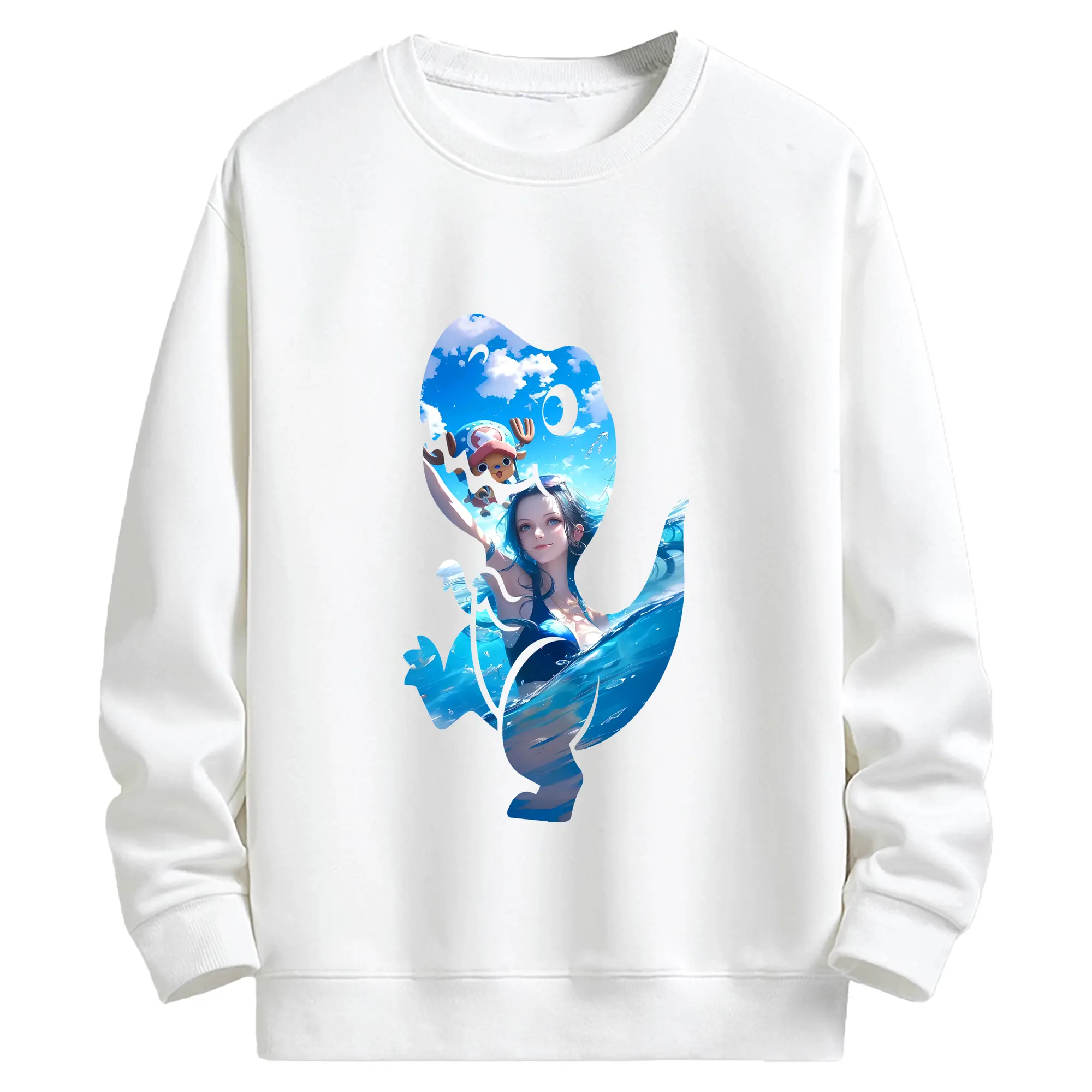 ワンピース グッズ ニコ・ロビン - キッズ クルーネックスウェットシャツ ・ フロントプリント ・ 綿80％ ポリエステル20％ ・ 快適 通学 スポーツ 日常使い お散歩用