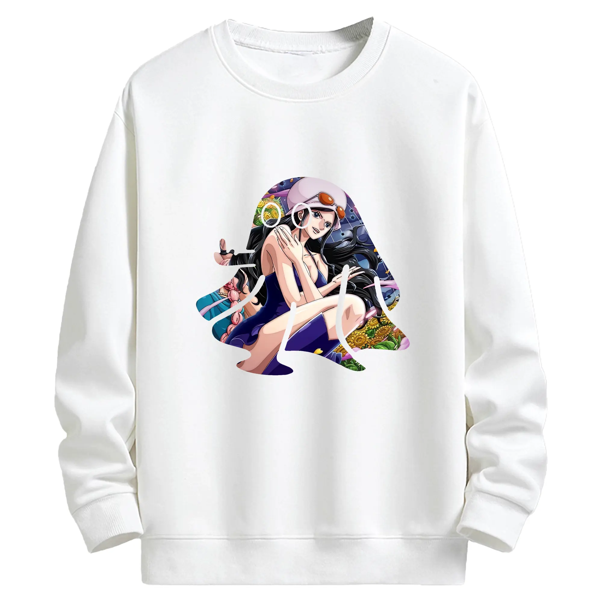 ワンピース グッズ ニコ・ロビン - キッズ クルーネックスウェットシャツ ・ フロントプリント ・ 綿80％ ポリエステル20％ ・ 快適 通学 スポーツ 日常使い お散歩用