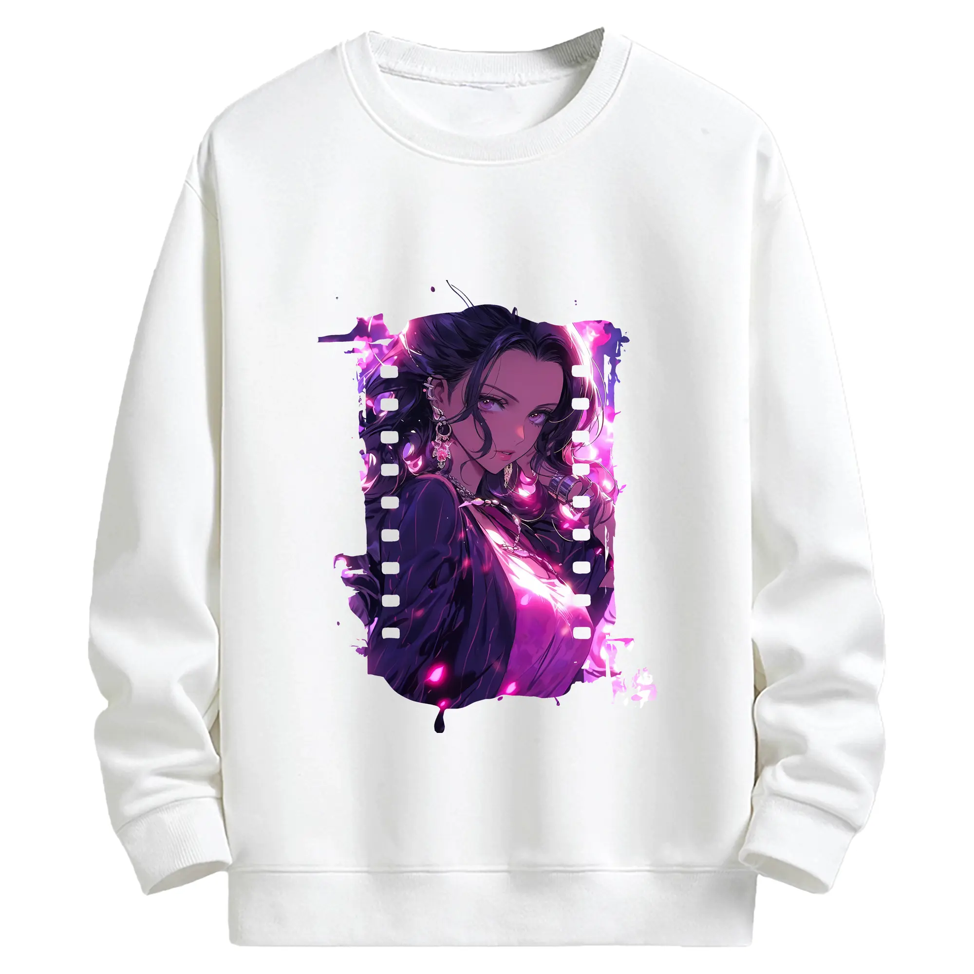 ワンピース グッズ ニコ・ロビン - キッズ クルーネックスウェットシャツ ・ フロントプリント ・ 綿80％ ポリエステル20％ ・ 快適 通学 スポーツ 日常使い お散歩用