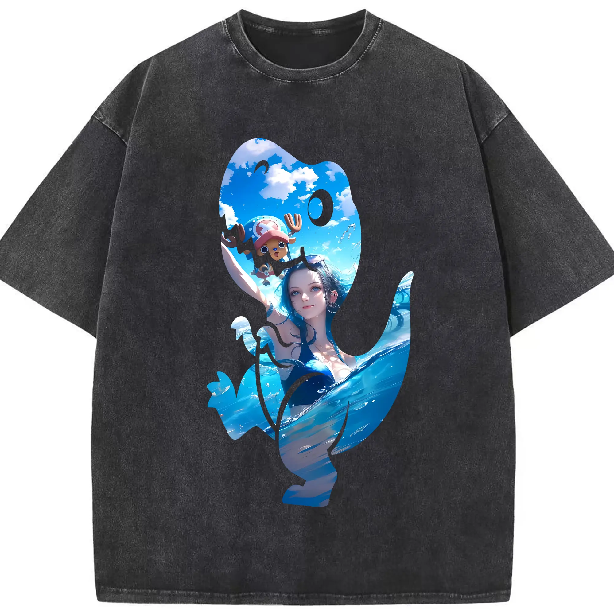 ワンピース グッズ ニコ・ロビン - 綿100％ ヴィンテージ風 半袖Tシャツ ・ フロントプリント ・ 柔らか肌触り ・ 通気性 快適 ・ スポーツ カジュアル 外出用