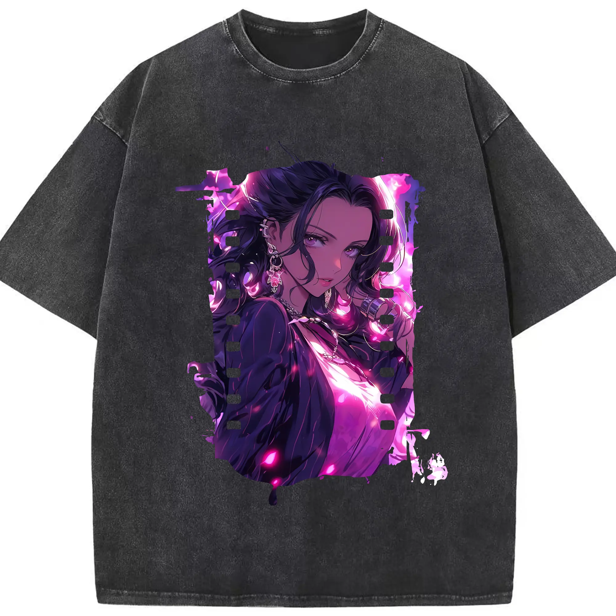 ワンピース グッズ ニコ・ロビン - 綿100％ ヴィンテージ風 半袖Tシャツ ・ フロントプリント ・ 柔らか肌触り ・ 通気性 快適 ・ スポーツ カジュアル 外出用