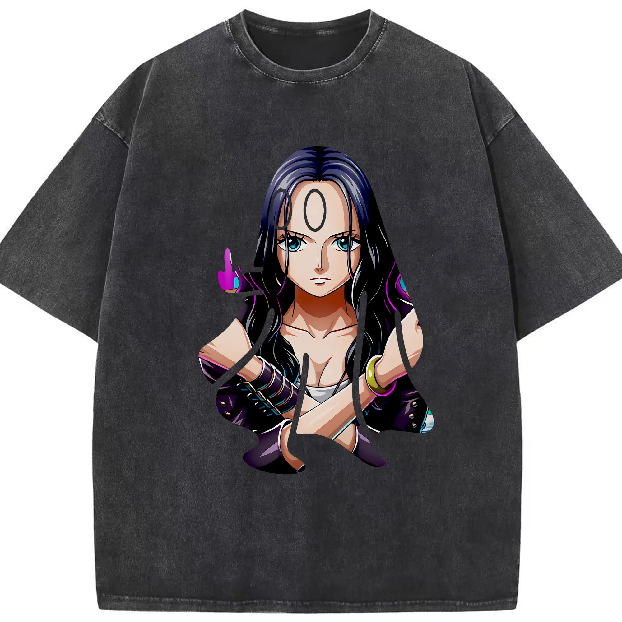 ワンピース グッズ ニコ・ロビン - 綿100％ ヴィンテージ風 半袖Tシャツ ・ フロントプリント ・ 柔らか肌触り ・ 通気性 快適 ・ スポーツ カジュアル 外出用