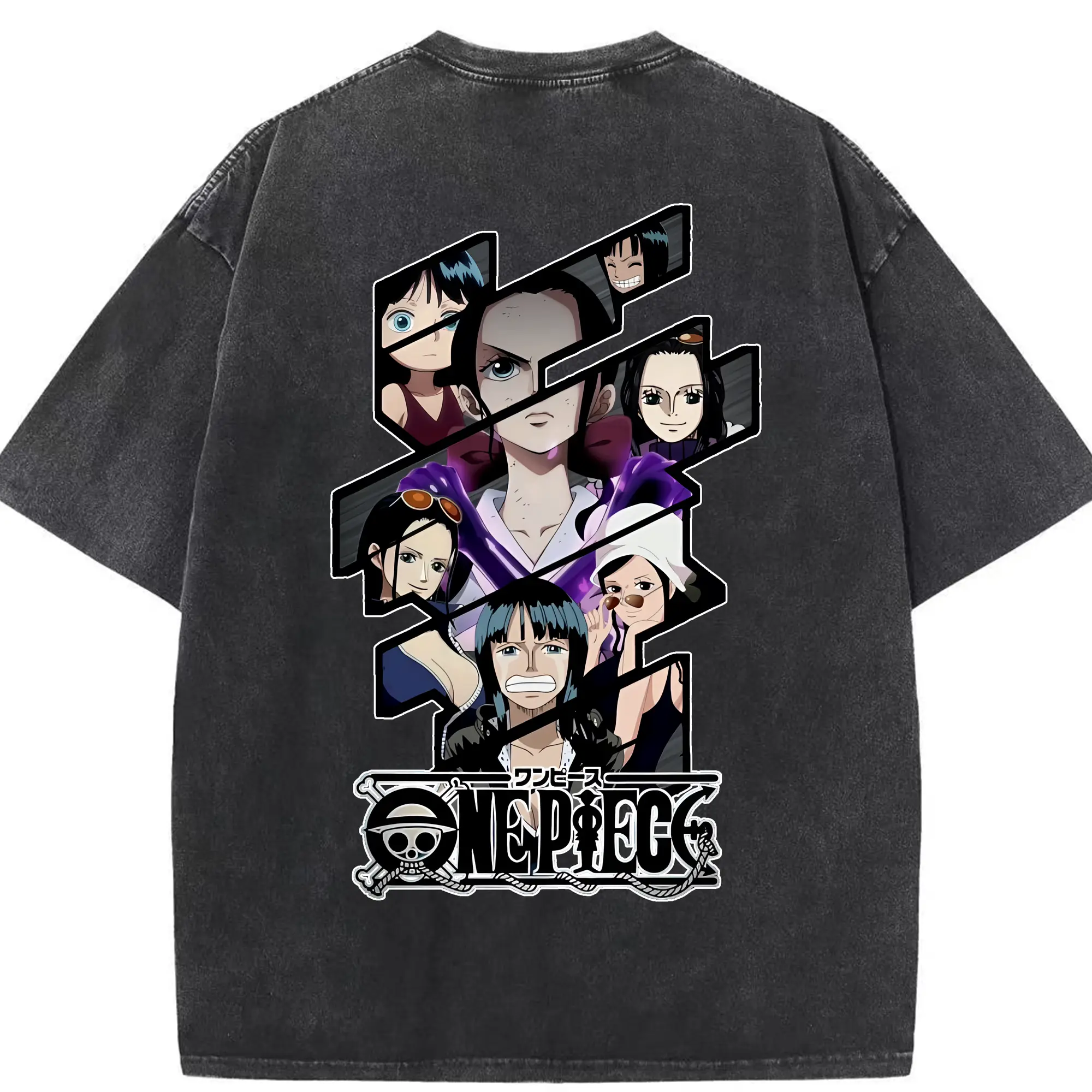 ワンピース グッズ ニコ・ロビン - 綿100％ ヴィンテージ風 半袖Tシャツ ・ 背面プリント ・ 柔らか肌触り ・ 通気性 快適 ・ スポーツ カジュアル 外出用