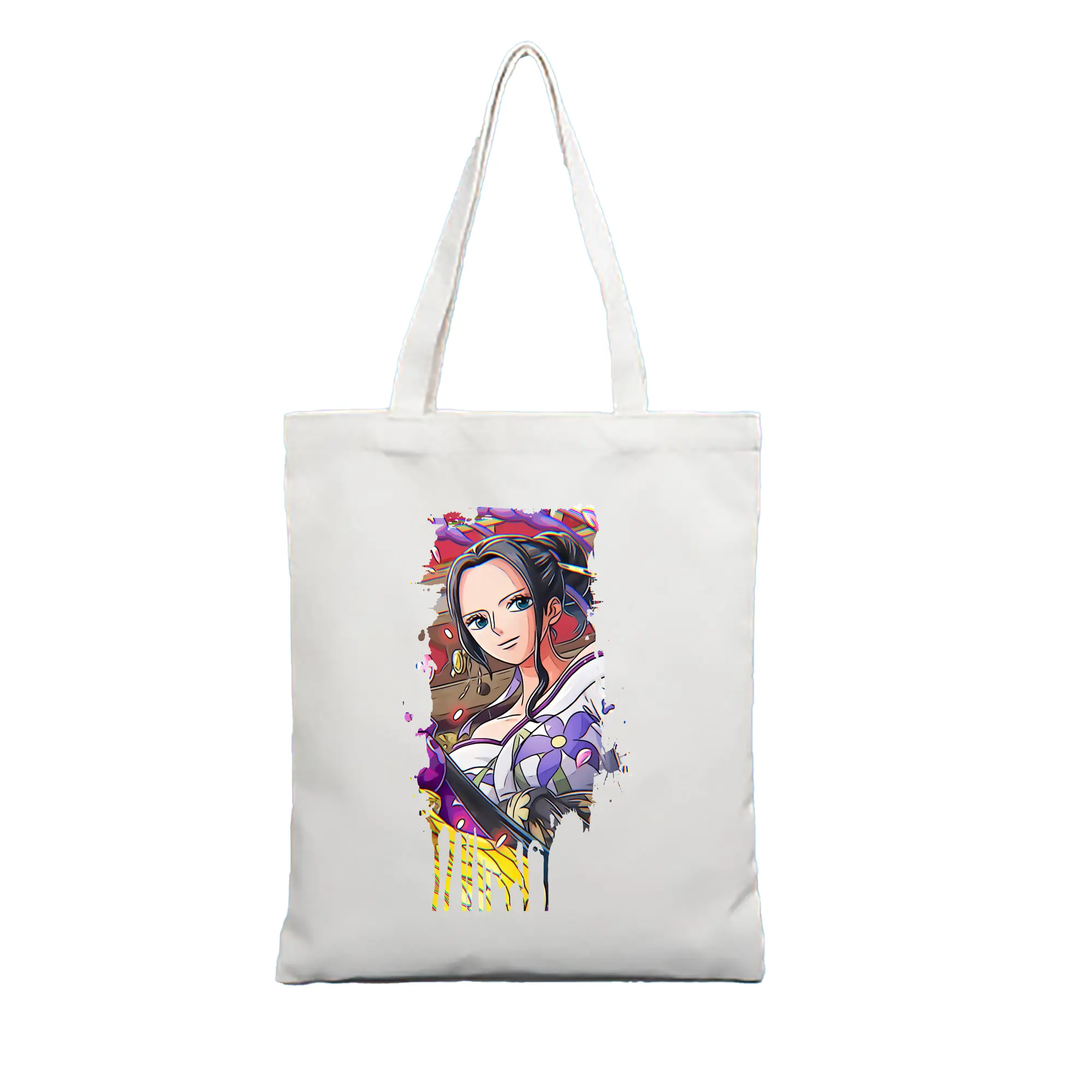 ワンピース グッズ ニコ・ロビン - 縦型キャンバス手提げバッグ（トートバッグ） ・ キャンバス素材 ・ ショッピング用 ・ 軽量 丈夫 お手入れ簡単