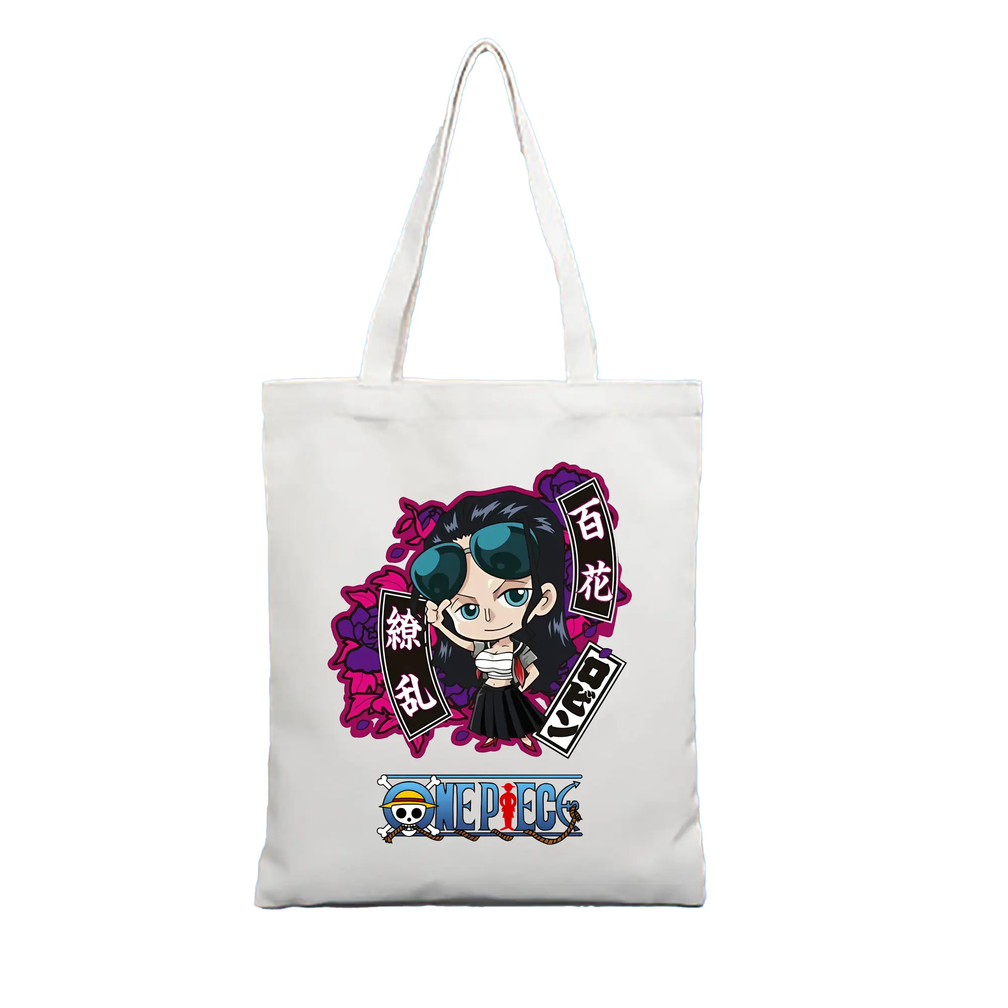 ワンピース グッズ ニコ・ロビン - 縦型キャンバス手提げバッグ（トートバッグ） ・ キャンバス素材 ・ ショッピング用 ・ 軽量 丈夫 お手入れ簡単