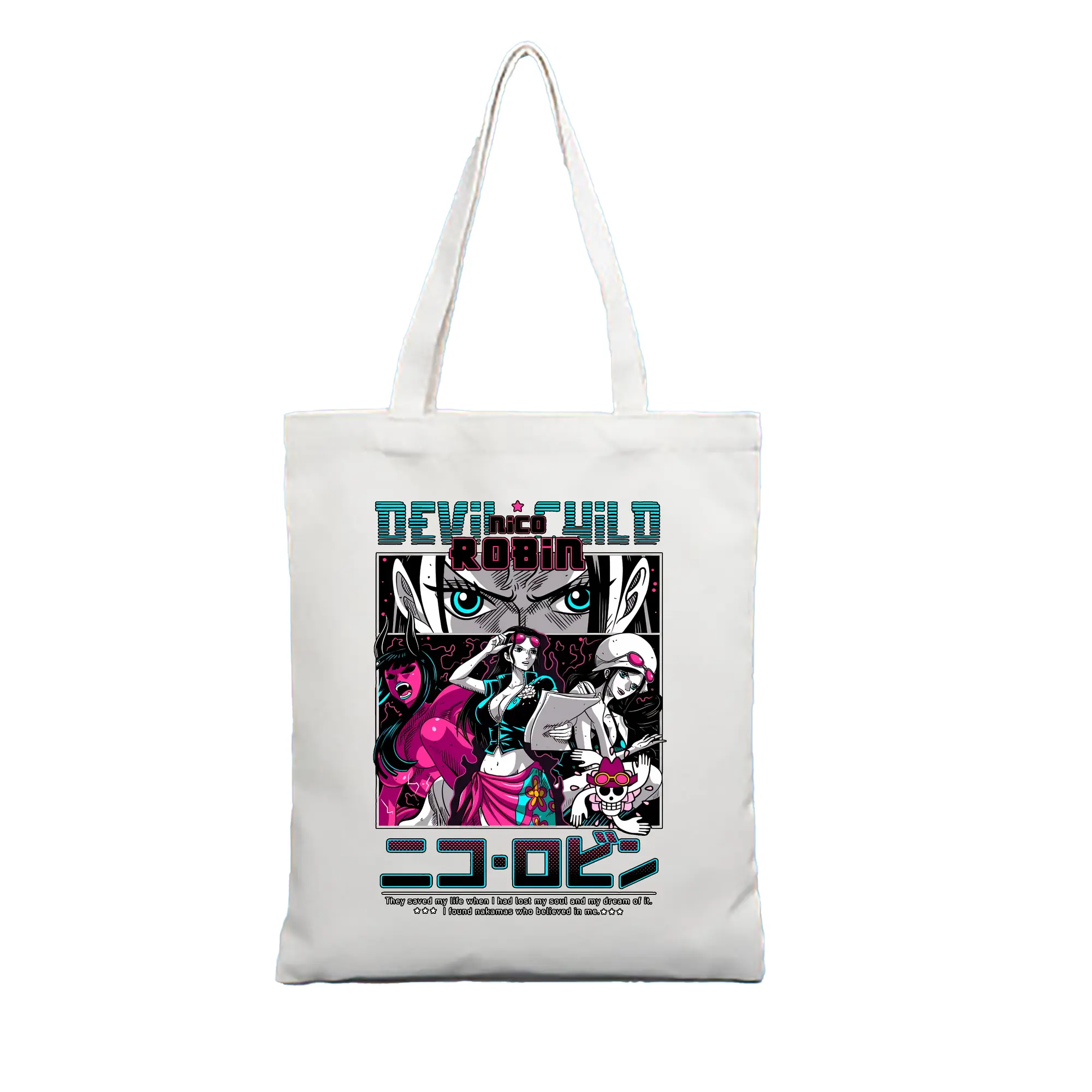 ワンピース グッズ ニコ・ロビン - 縦型キャンバス手提げバッグ（トートバッグ） ・ キャンバス素材 ・ ショッピング用 ・ 軽量 丈夫 お手入れ簡単