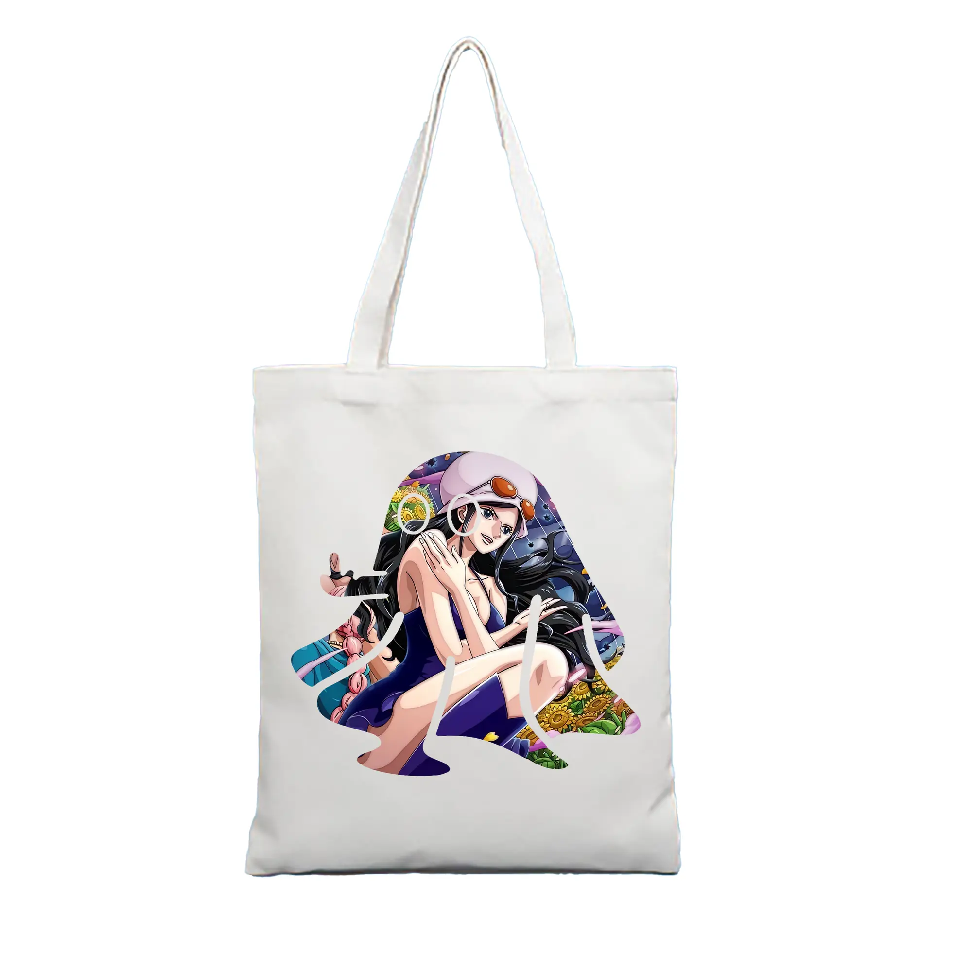 ワンピース グッズ ニコ・ロビン - 縦型キャンバス手提げバッグ（トートバッグ） ・ キャンバス素材 ・ ショッピング用 ・ 軽量 丈夫 お手入れ簡単