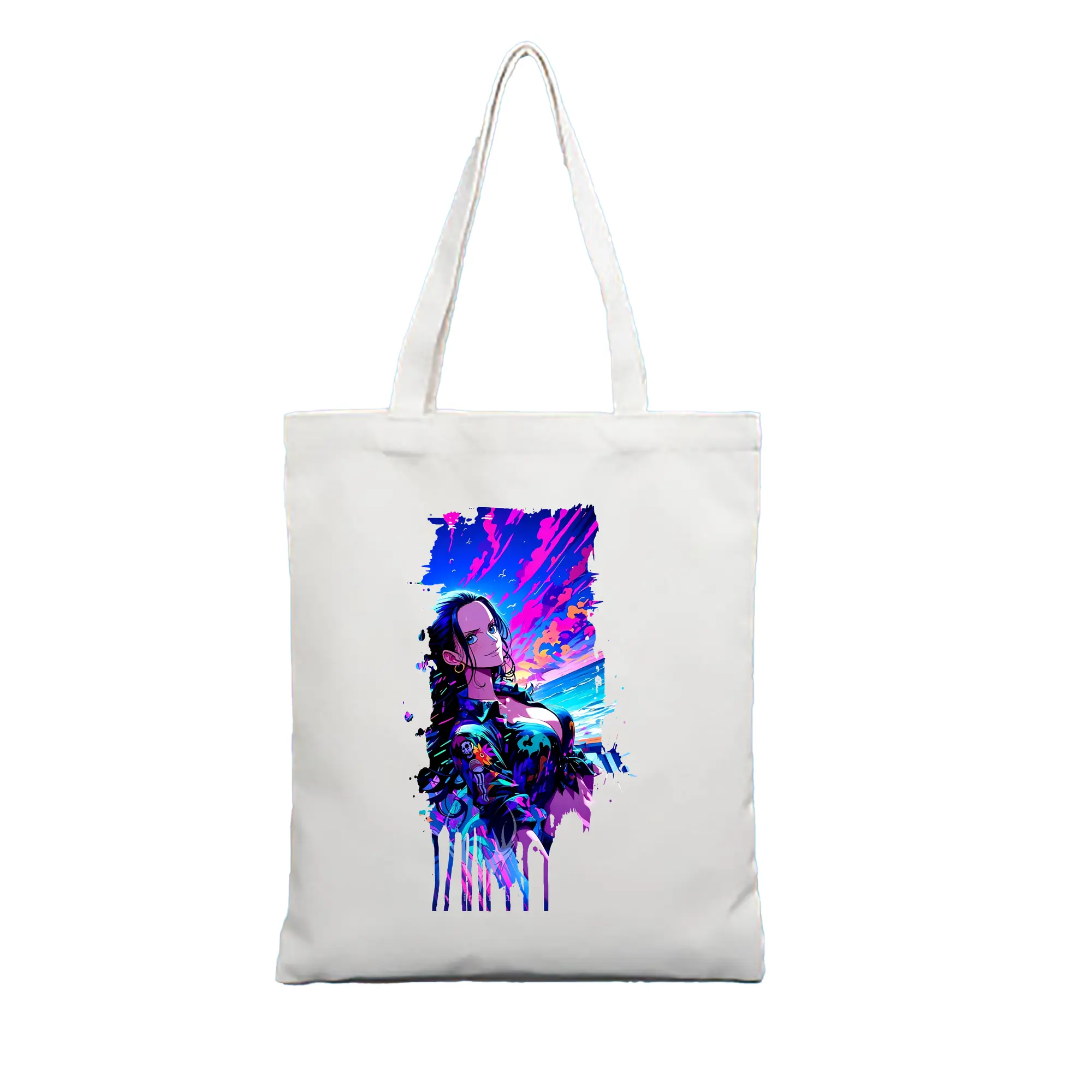 ワンピース グッズ ニコ・ロビン - 縦型キャンバス手提げバッグ（トートバッグ） ・ キャンバス素材 ・ ショッピング用 ・ 軽量 丈夫 お手入れ簡単