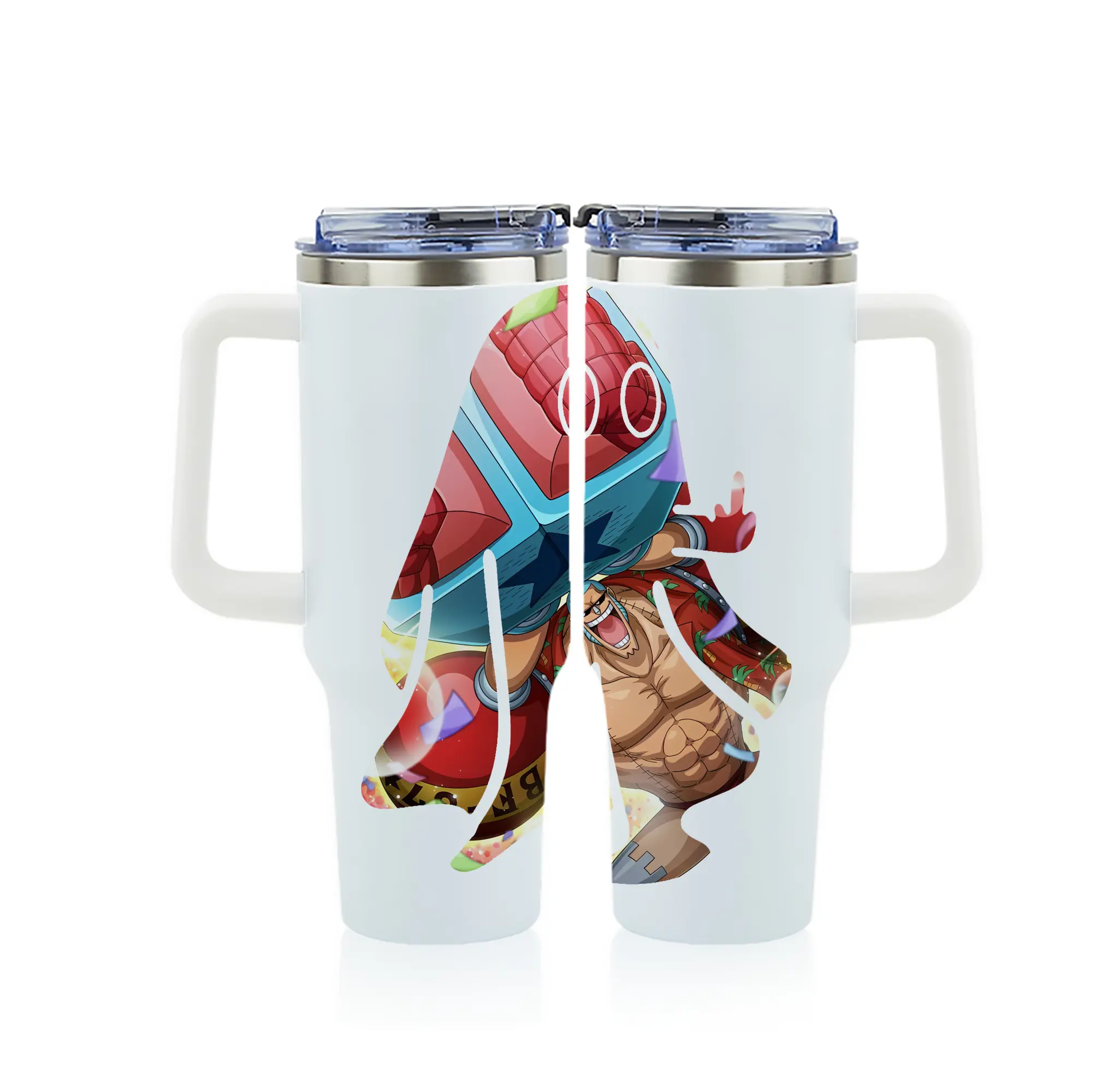 ワンピース グッズ フランキー - 1200mL フルプリント車用タンブラー ・ 304ステンレス 内側 ・ 201ステンレス 外側 ・ 保温 保冷 ・ 通勤 ドライブ アウトドア用