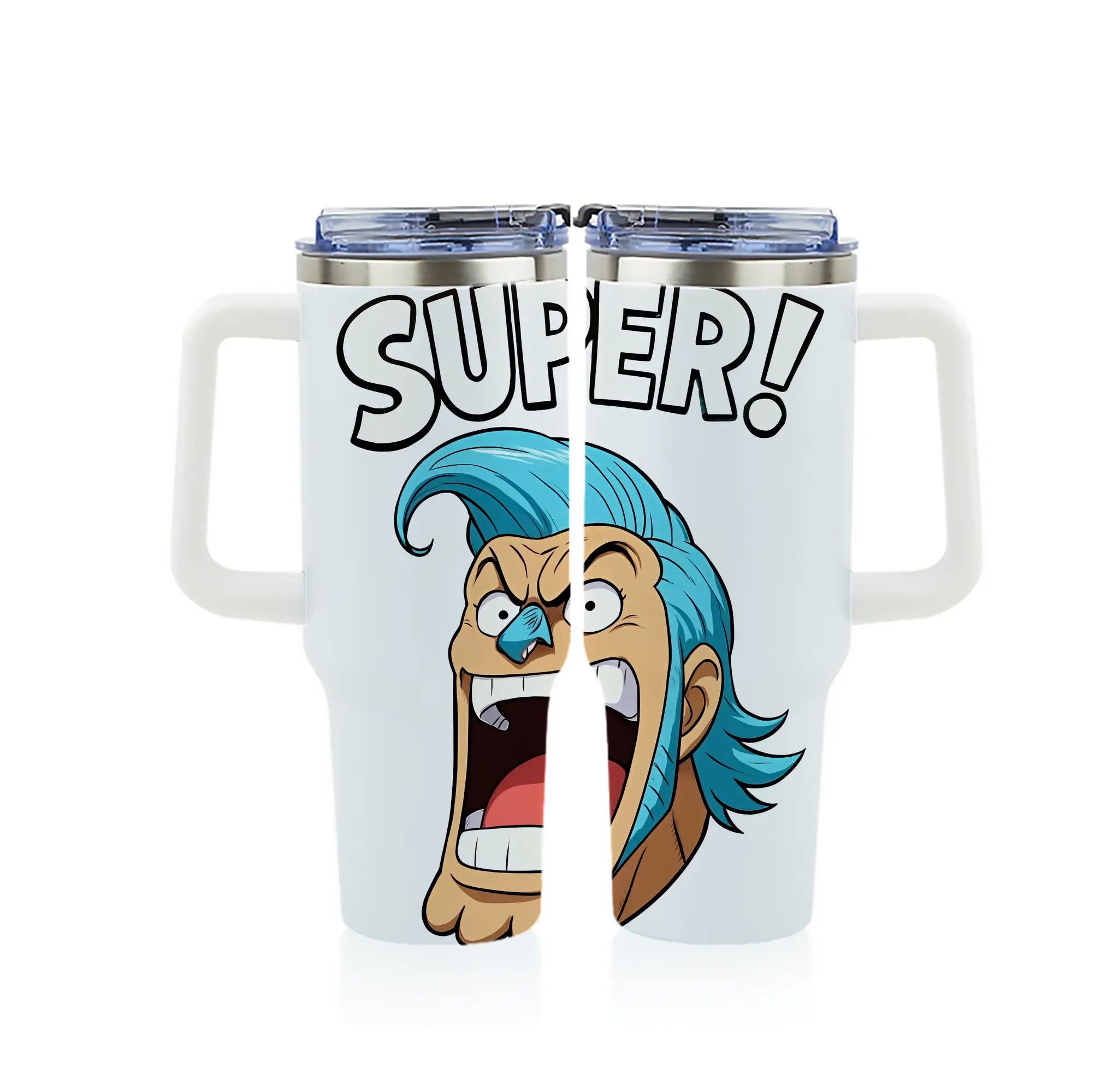 ワンピース グッズ フランキー - 1200mL フルプリント車用タンブラー ・ 304ステンレス 内側 ・ 201ステンレス 外側 ・ 保温 保冷 ・ 通勤 ドライブ アウトドア用