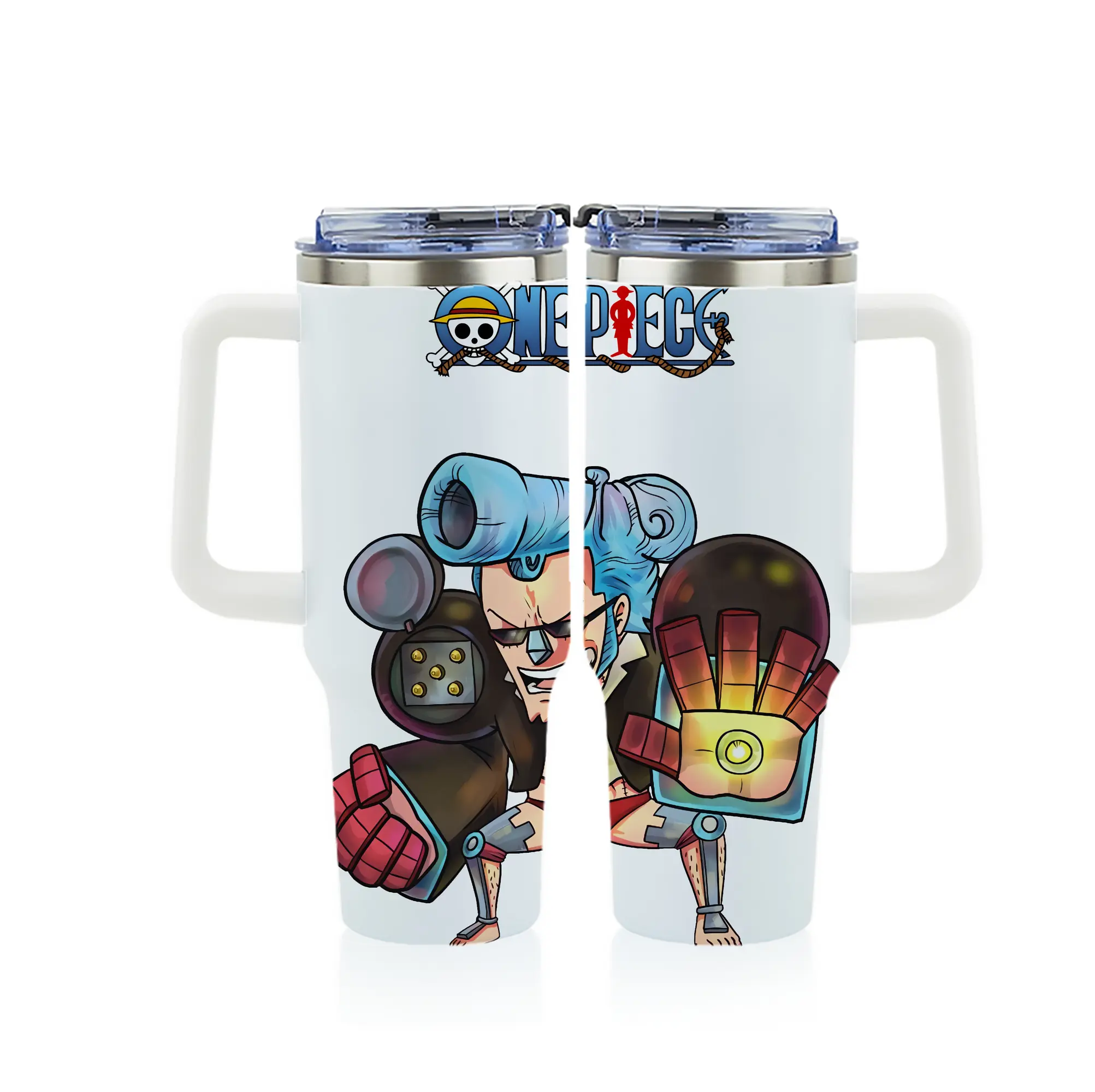 ワンピース グッズ フランキー - 1200mL フルプリント車用タンブラー ・ 304ステンレス 内側 ・ 201ステンレス 外側 ・ 保温 保冷 ・ 通勤 ドライブ アウトドア用