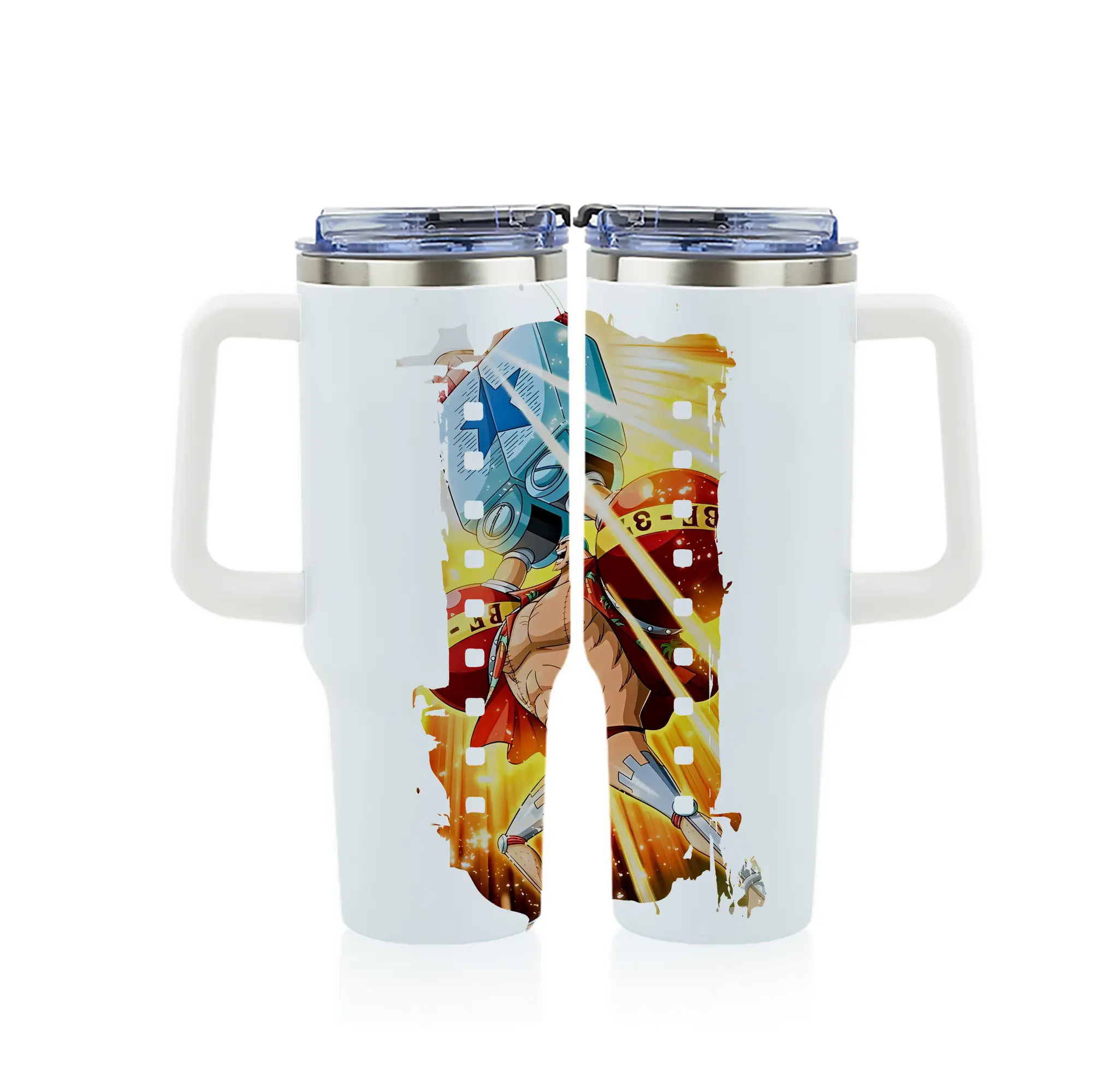 ワンピース グッズ フランキー - 1200mL フルプリント車用タンブラー ・ 304ステンレス 内側 ・ 201ステンレス 外側 ・ 保温 保冷 ・ 通勤 ドライブ アウトドア用