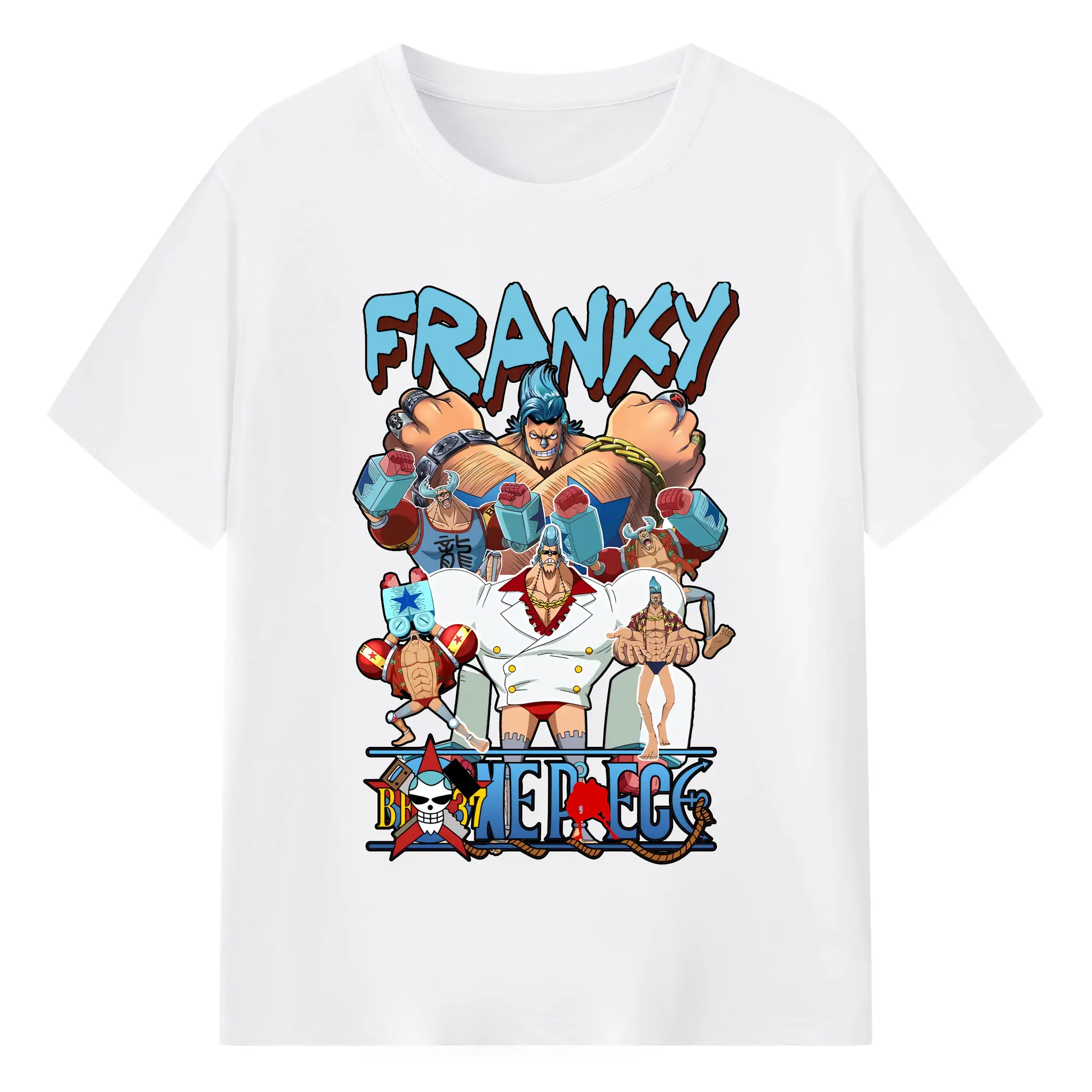 ワンピース グッズ フランキー - 綿100％ 半袖Tシャツ ・ フロントプリント ・ 快適 通気性 ・ 日常使い 散歩 スポーツ用