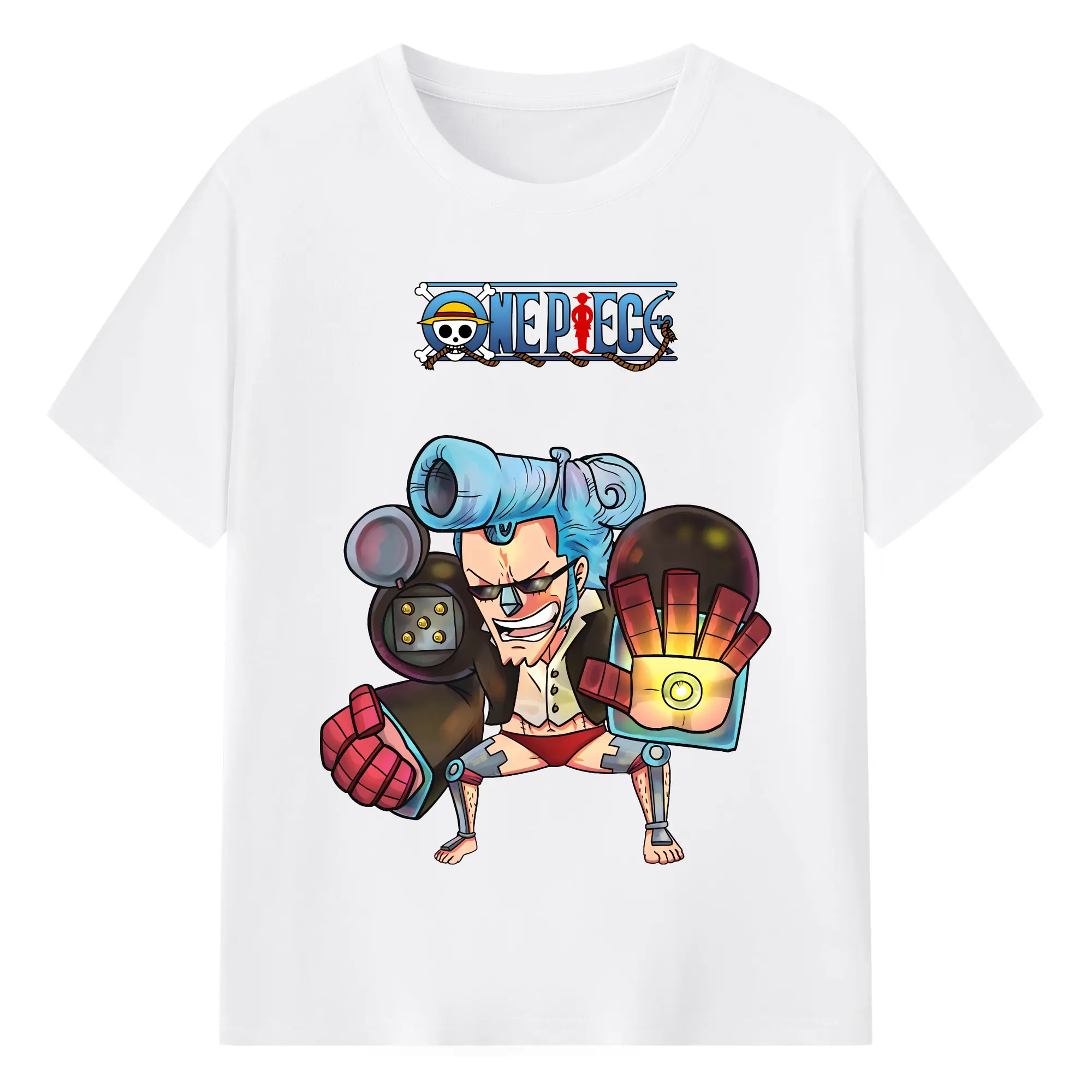 ワンピース グッズ フランキー - 綿100％ 半袖Tシャツ ・ フロントプリント ・ 快適 通気性 ・ 日常使い 散歩 スポーツ用