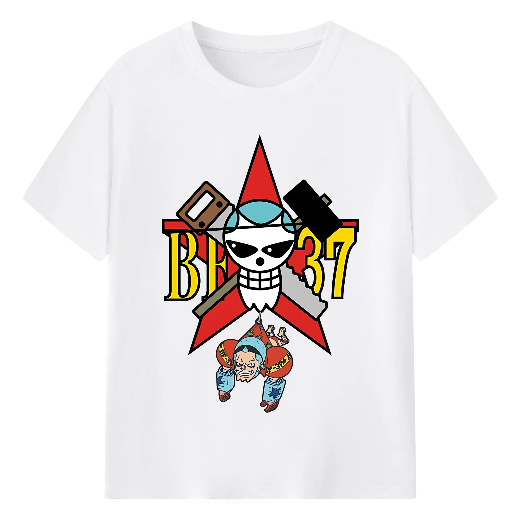 ワンピース グッズ フランキー - 綿100％ 半袖Tシャツ ・ フロントプリント ・ 快適 通気性 ・ 日常使い 散歩 スポーツ用