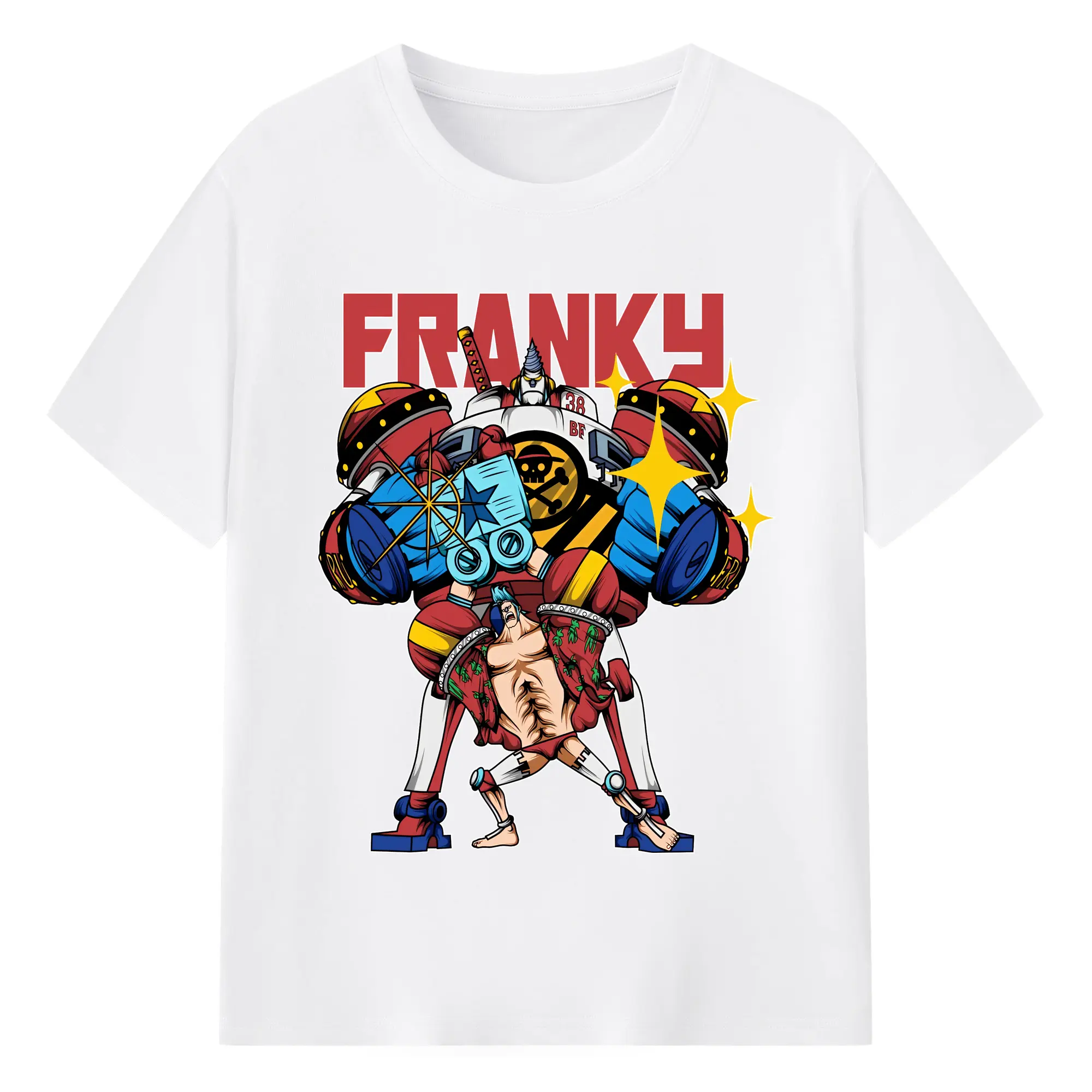 ワンピース グッズ フランキー - 綿100％ 半袖Tシャツ ・ フロントプリント ・ 快適 通気性 ・ 日常使い 散歩 スポーツ用