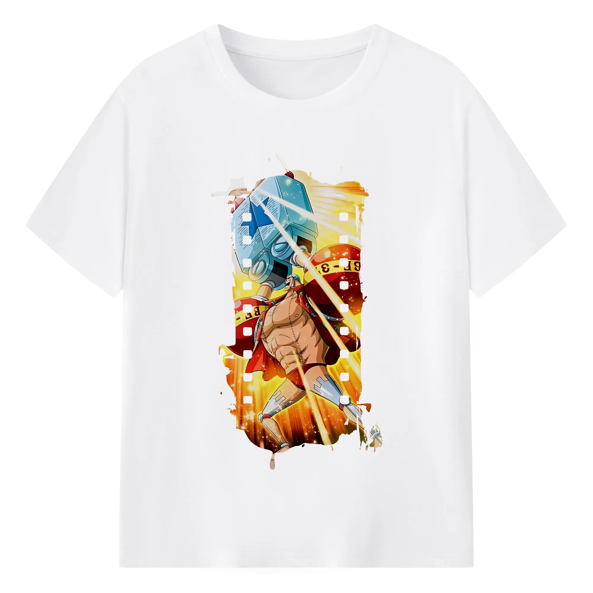 ワンピース グッズ フランキー - 綿100％ 半袖Tシャツ ・ フロントプリント ・ 快適 通気性 ・ 日常使い 散歩 スポーツ用