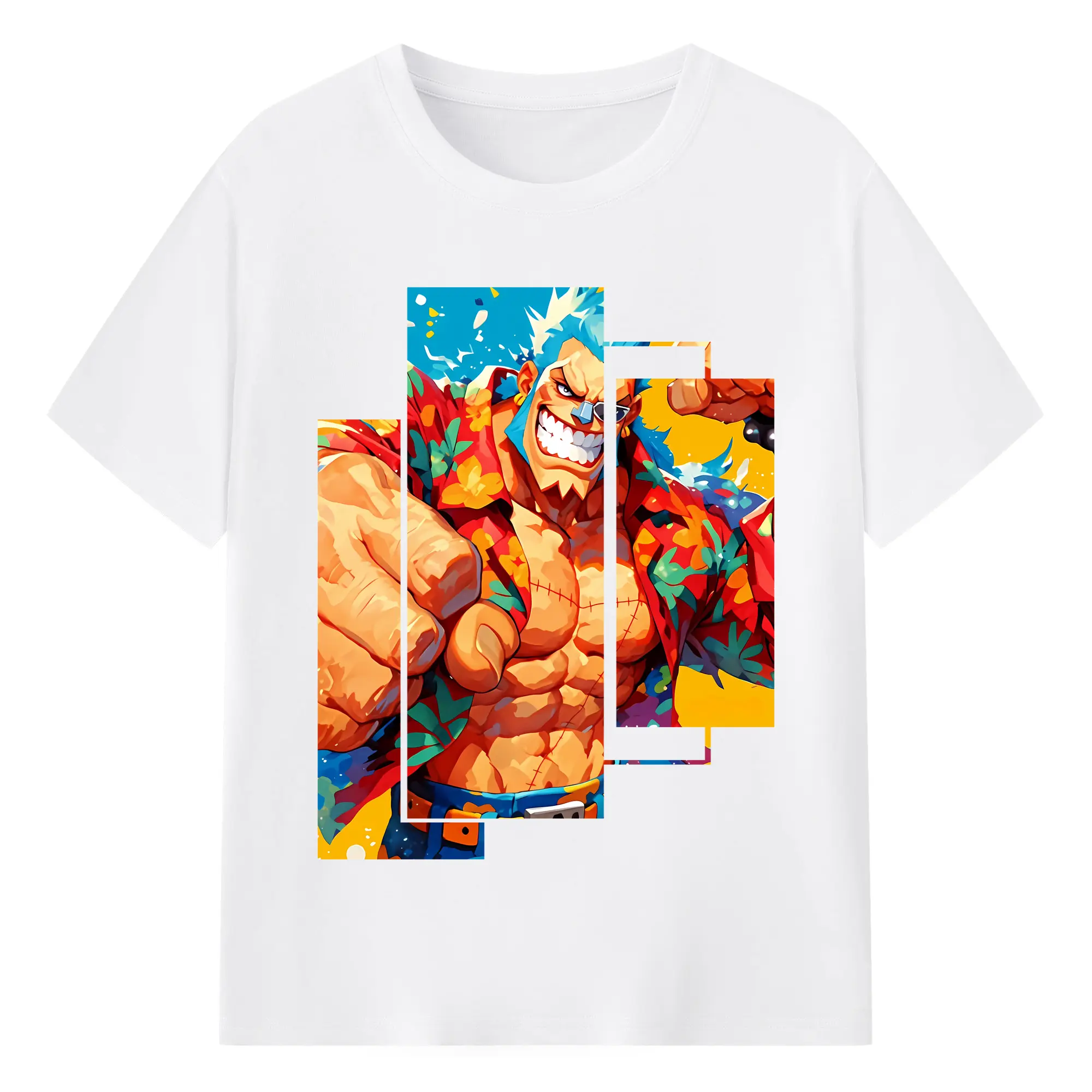 ワンピース グッズ フランキー - 綿100％ 半袖Tシャツ ・ フロントプリント ・ 快適 通気性 ・ 日常使い 散歩 スポーツ用