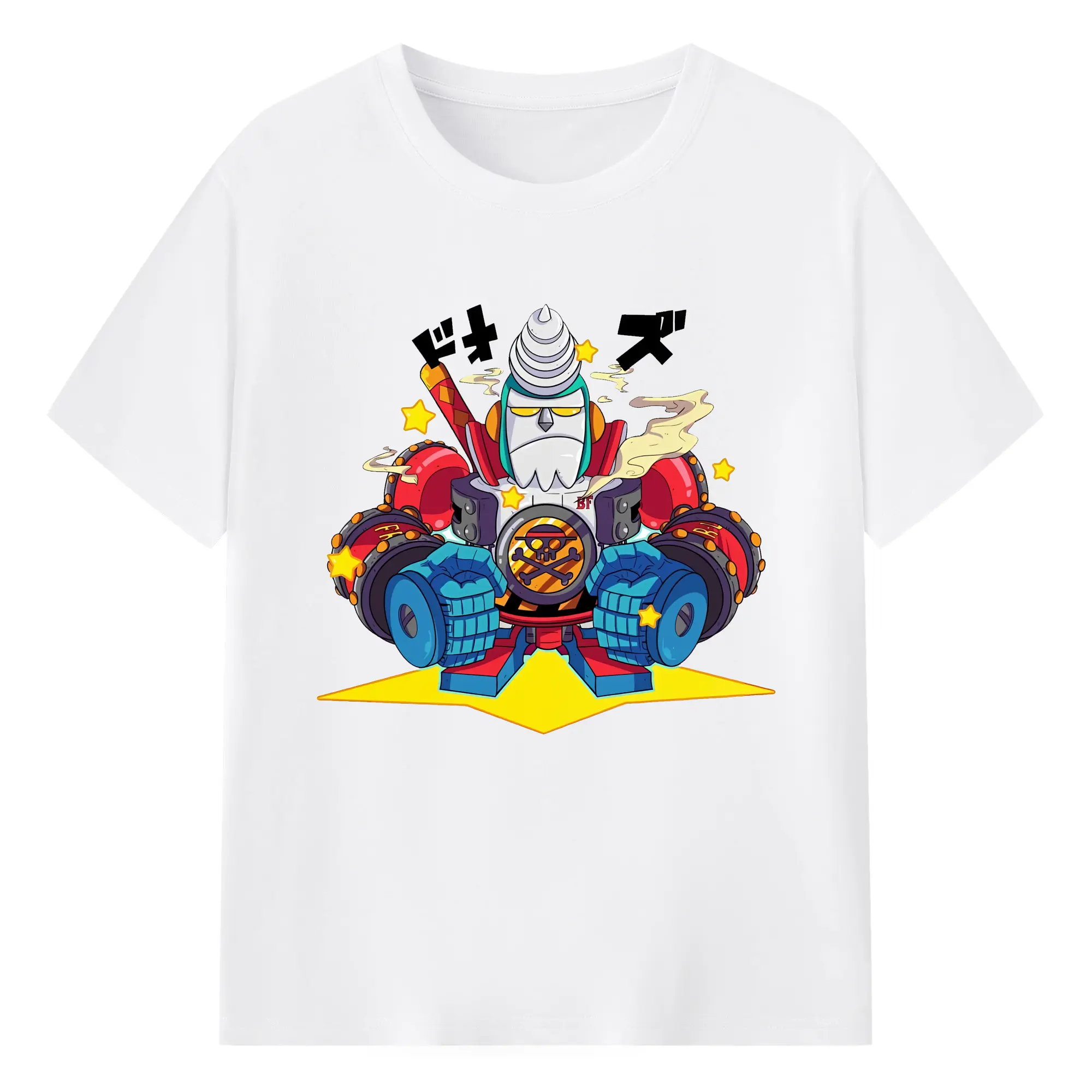 ワンピース グッズ フランキー - 綿100％ 半袖Tシャツ ・ フロントプリント ・ 快適 通気性 ・ 日常使い 散歩 スポーツ用