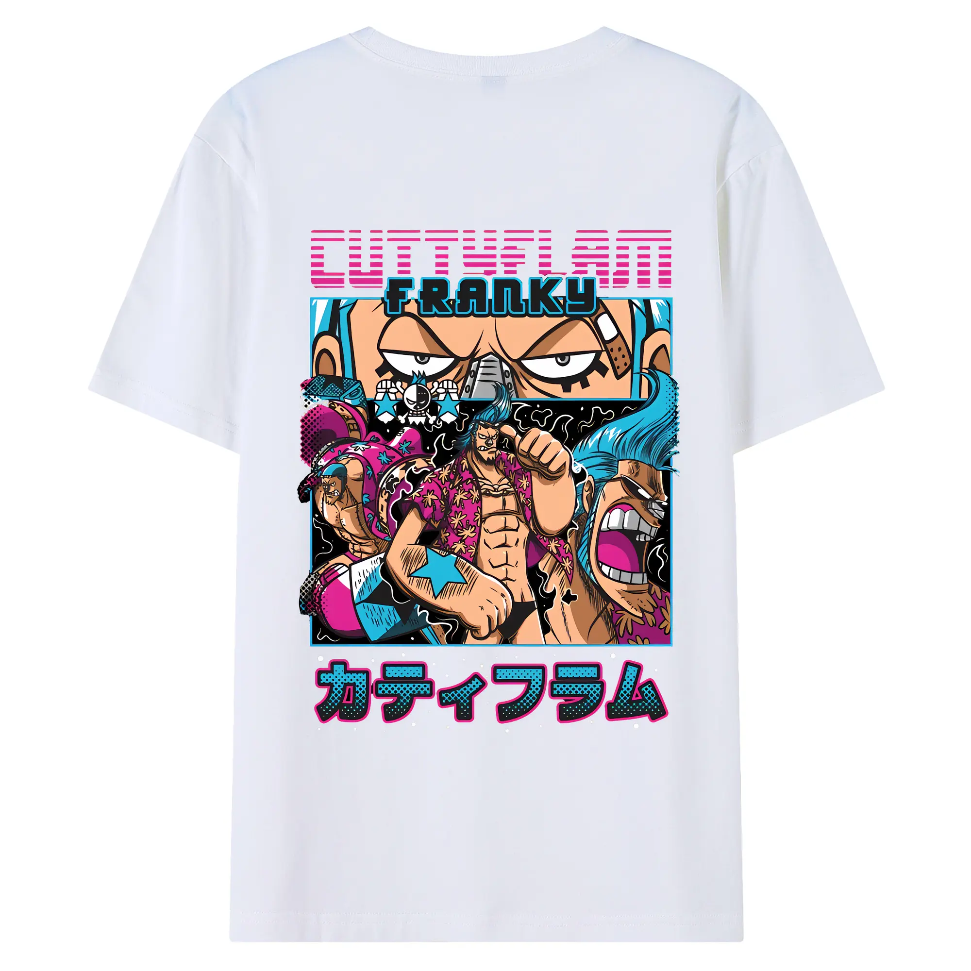 ワンピース グッズ フランキー - 綿100％ 半袖Tシャツ ・ バックプリント ・ 快適 通気性 ・ 日常使い 散歩 スポーツ用