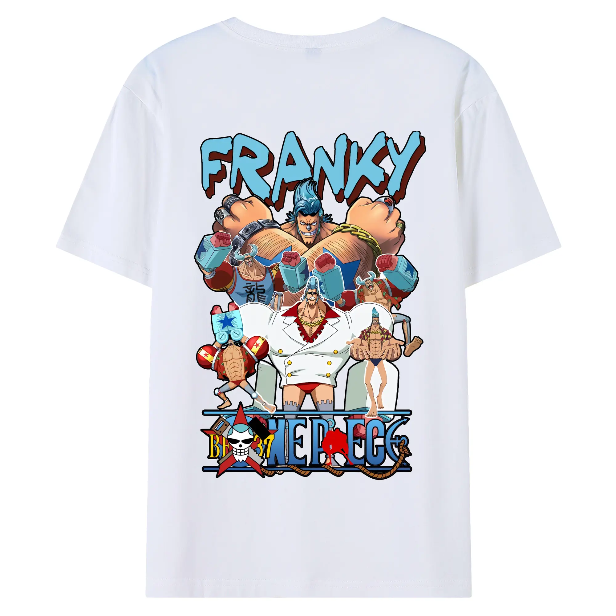 ワンピース グッズ フランキー - 綿100％ 半袖Tシャツ ・ バックプリント ・ 快適 通気性 ・ 日常使い 散歩 スポーツ用