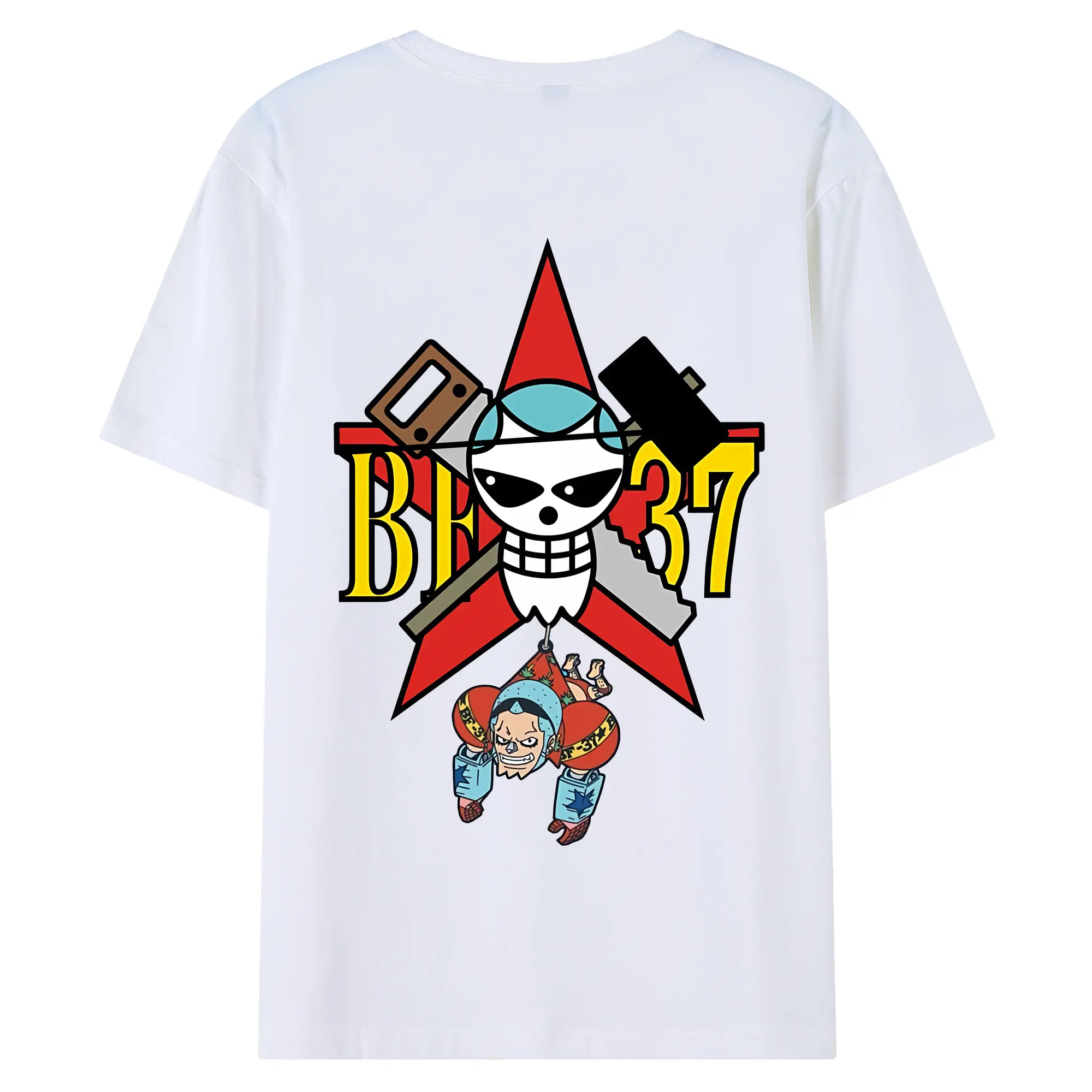 ワンピース グッズ フランキー - 綿100％ 半袖Tシャツ ・ バックプリント ・ 快適 通気性 ・ 日常使い 散歩 スポーツ用