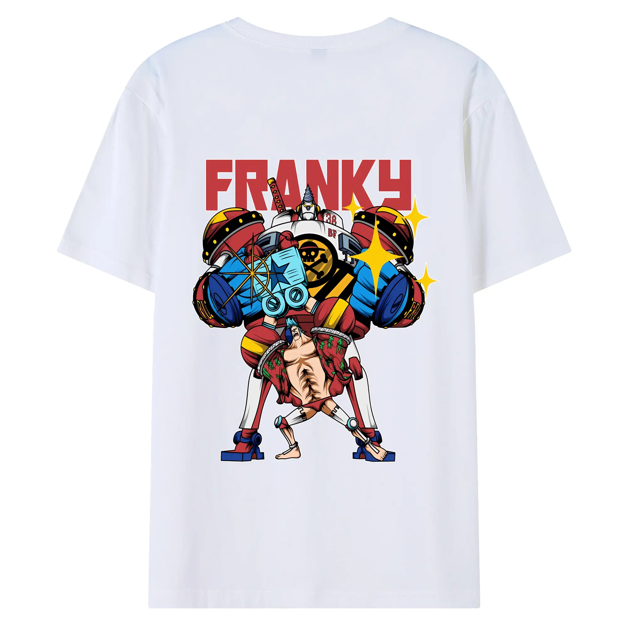 ワンピース グッズ フランキー - 綿100％ 半袖Tシャツ ・ バックプリント ・ 快適 通気性 ・ 日常使い 散歩 スポーツ用