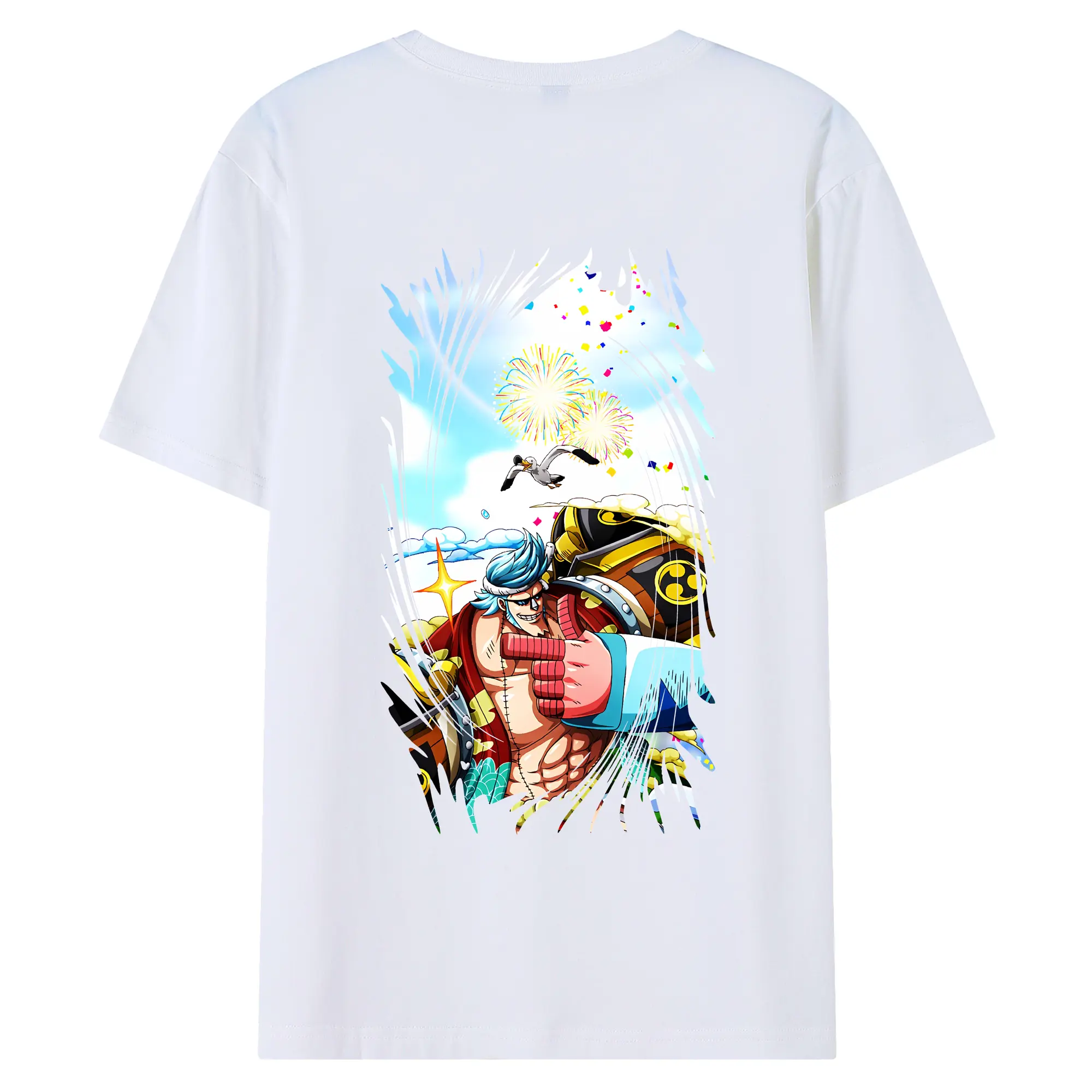 ワンピース グッズ フランキー - 綿100％ 半袖Tシャツ ・ バックプリント ・ 快適 通気性 ・ 日常使い 散歩 スポーツ用