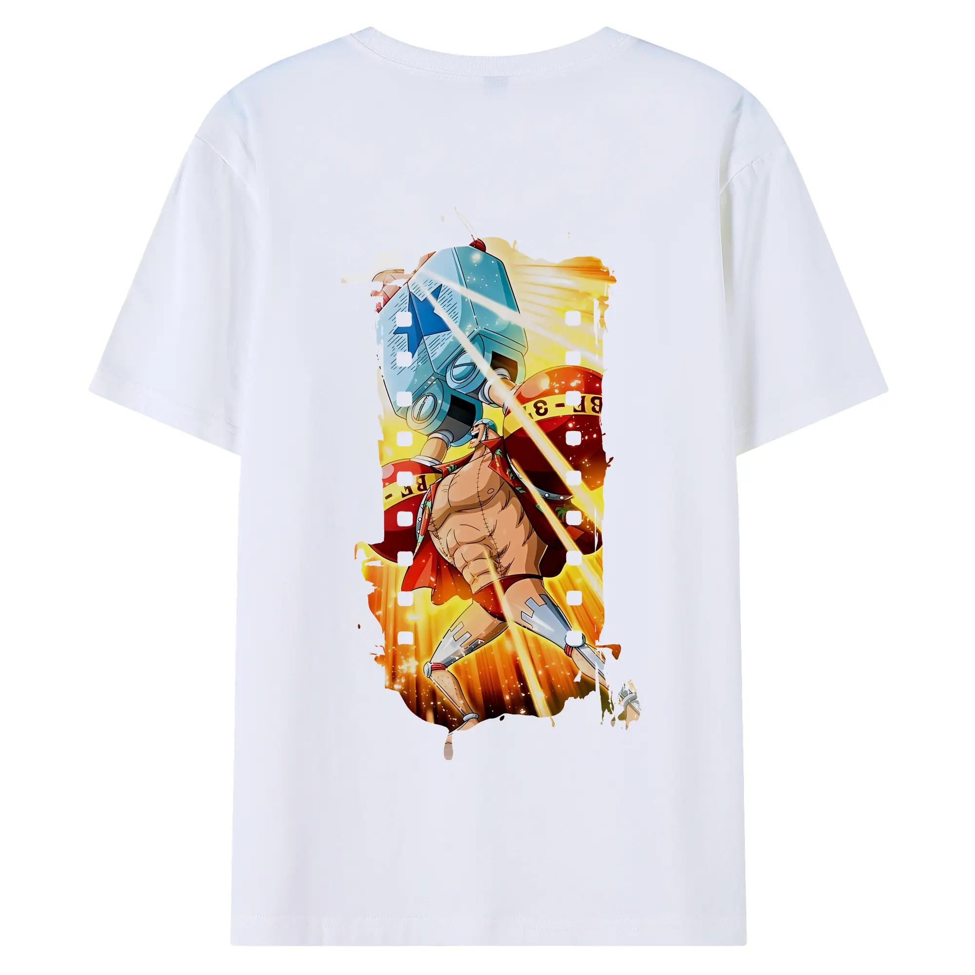 ワンピース グッズ フランキー - 綿100％ 半袖Tシャツ ・ バックプリント ・ 快適 通気性 ・ 日常使い 散歩 スポーツ用