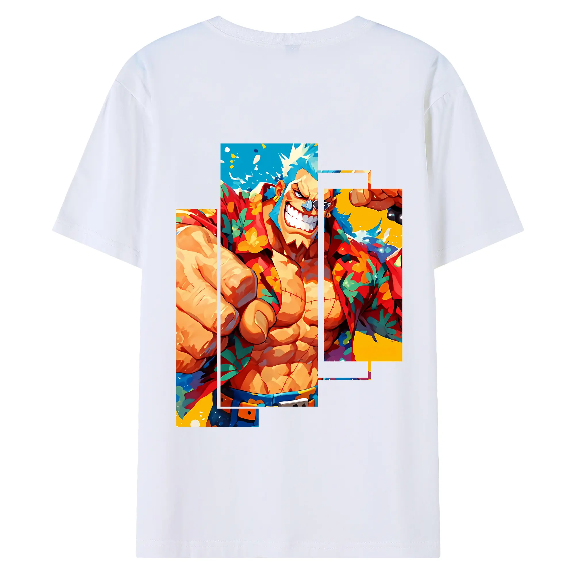 ワンピース グッズ フランキー - 綿100％ 半袖Tシャツ ・ バックプリント ・ 快適 通気性 ・ 日常使い 散歩 スポーツ用