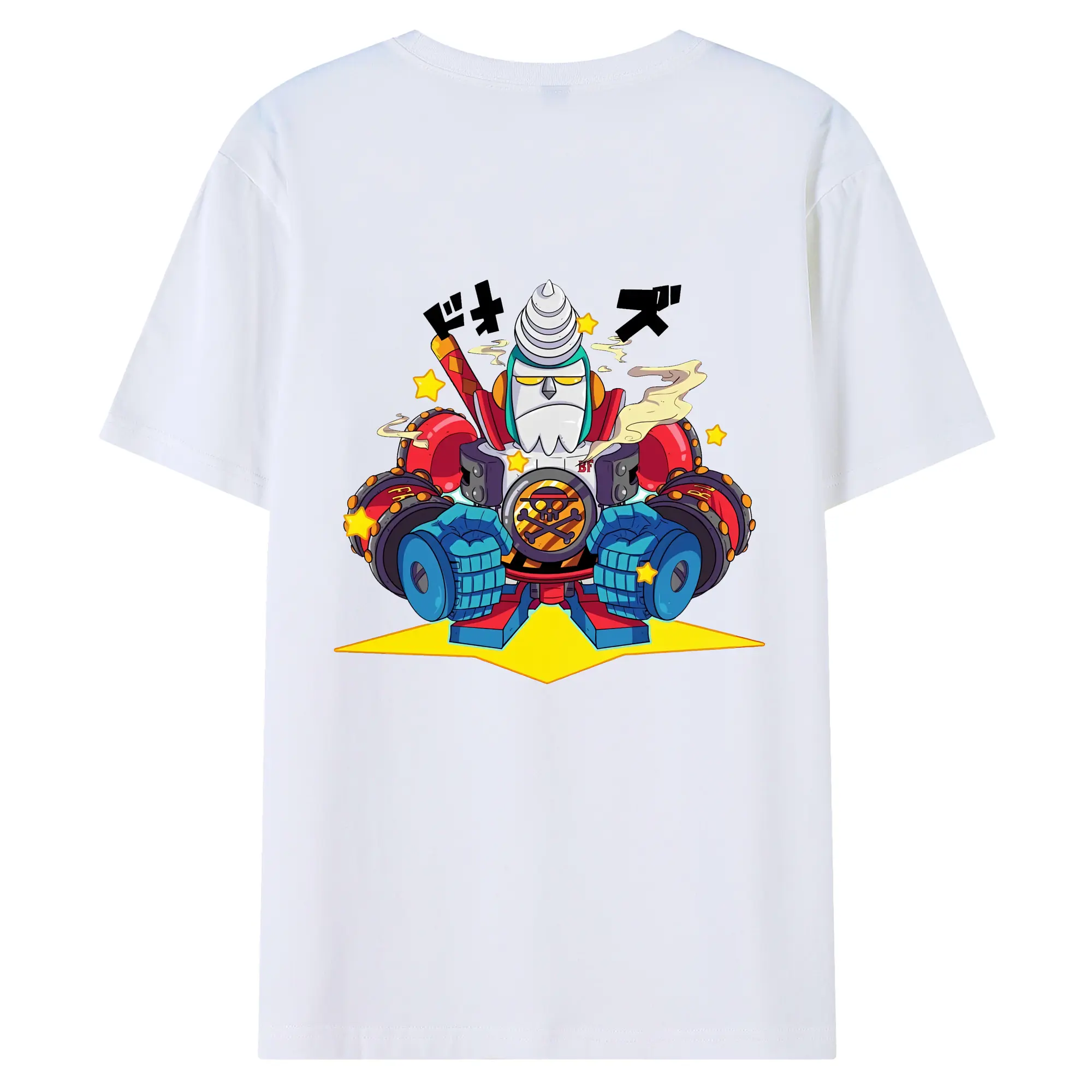 ワンピース グッズ フランキー - 綿100％ 半袖Tシャツ ・ バックプリント ・ 快適 通気性 ・ 日常使い 散歩 スポーツ用