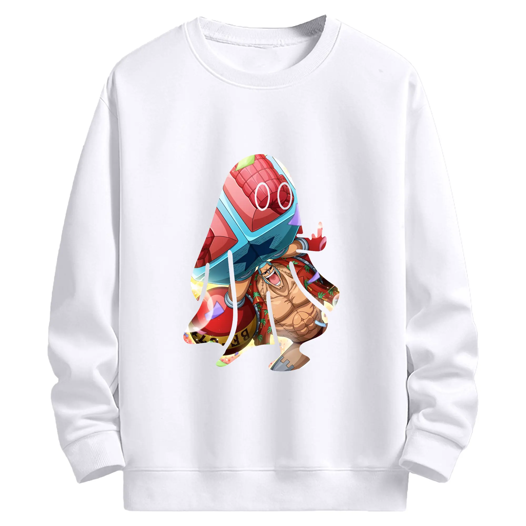 ワンピース グッズ フランキー - 高品質 クルーネック スウェット ・ コットン59％ ポリエステル41％ ・ ユニセックス 長袖 トレーナー ・ カジュアル デイリー スポーツ 散歩用