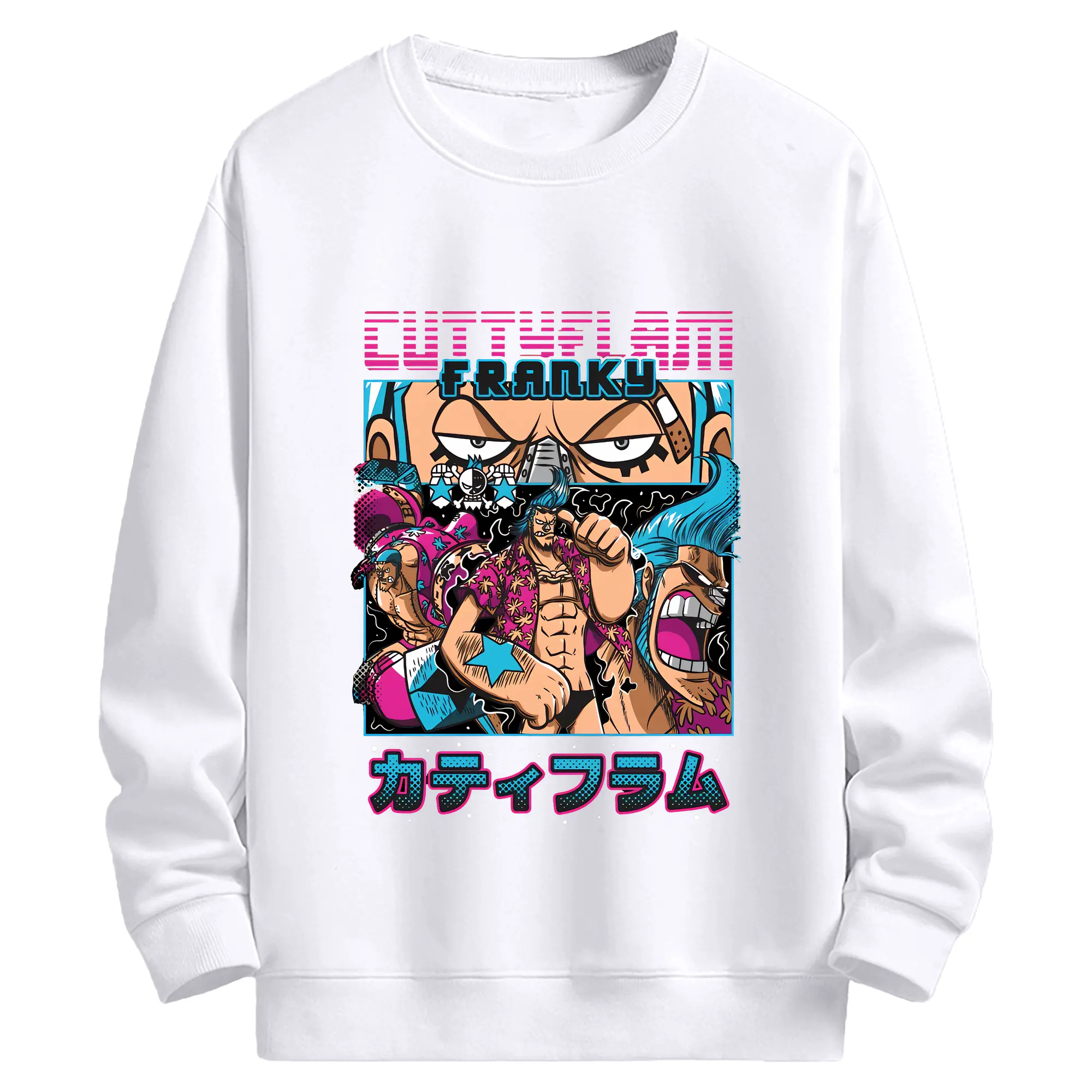 ワンピース グッズ フランキー - 高品質 クルーネック スウェット ・ コットン59％ ポリエステル41％ ・ ユニセックス 長袖 トレーナー ・ カジュアル デイリー スポーツ 散歩用