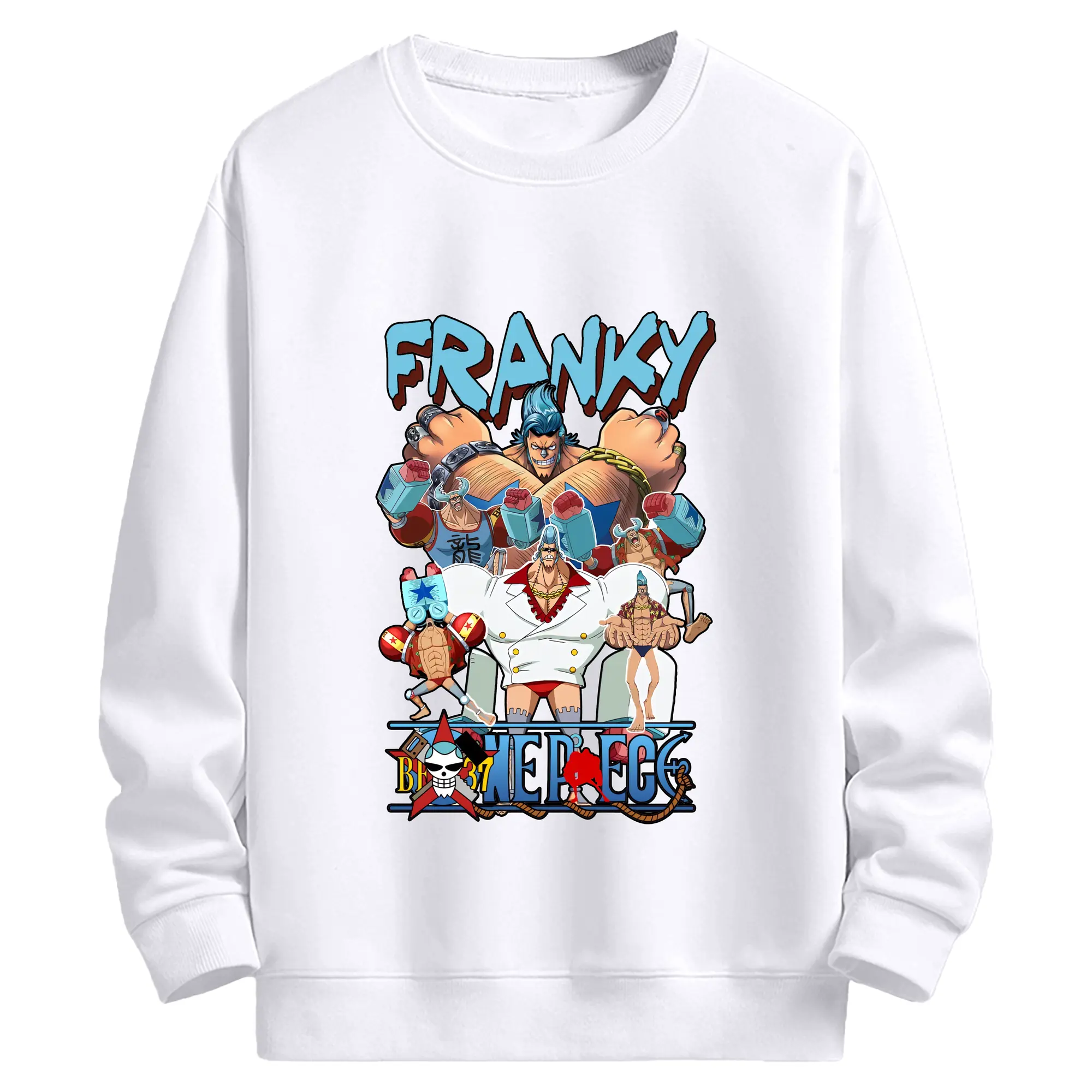 ワンピース グッズ フランキー - 高品質 クルーネック スウェット ・ コットン59％ ポリエステル41％ ・ ユニセックス 長袖 トレーナー ・ カジュアル デイリー スポーツ 散歩用
